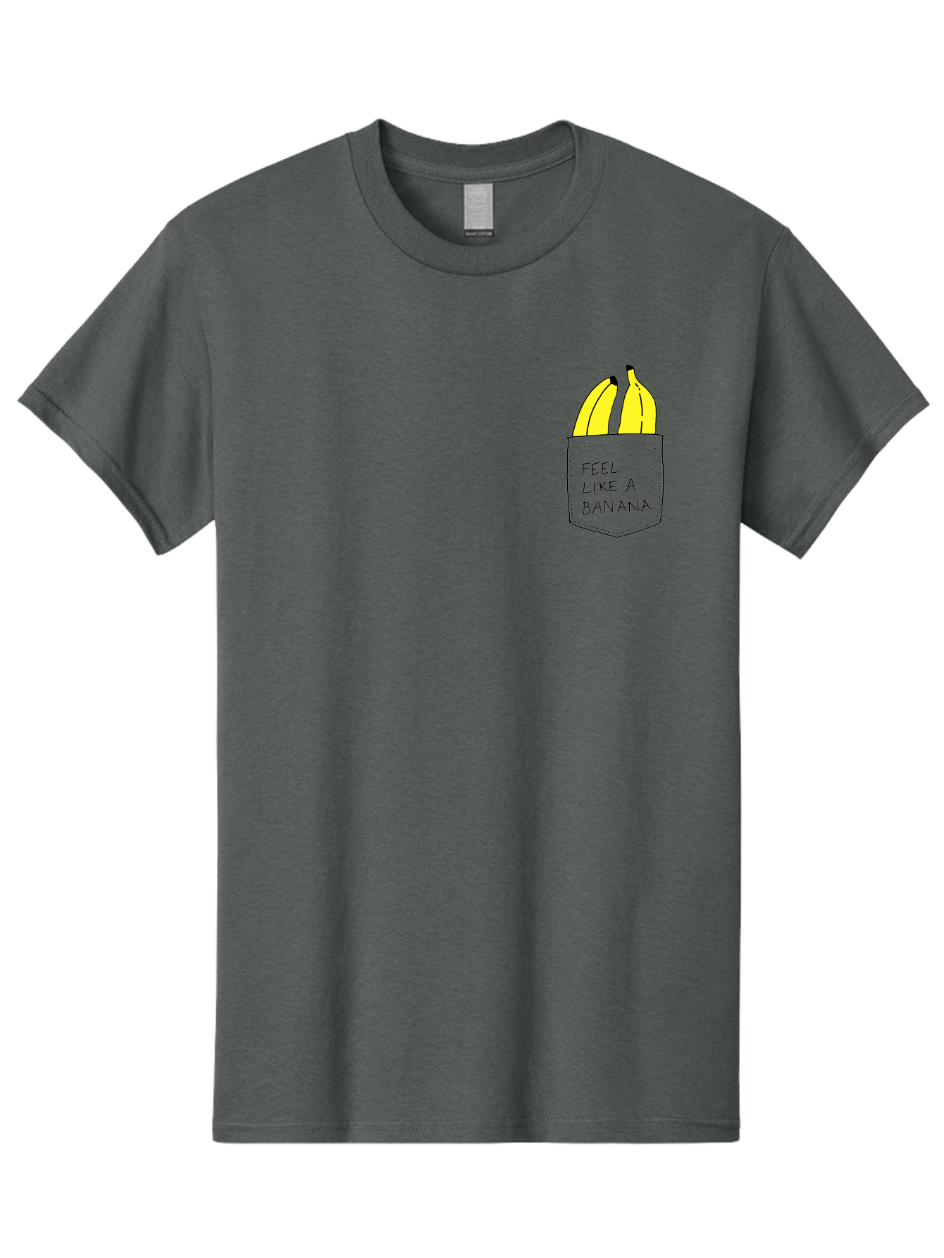 Feel-Like-A-Banana Men'S Graphic Tee, 100% Cotton, Comfortable Casual Summer Wear, Machine Washable, Yellow Bananas, Playful Illustration, Pocket With Text, Humorous Quote, Funny Design, Quirky Art, Banana Theme, Creative Typography, - Aaa036 13