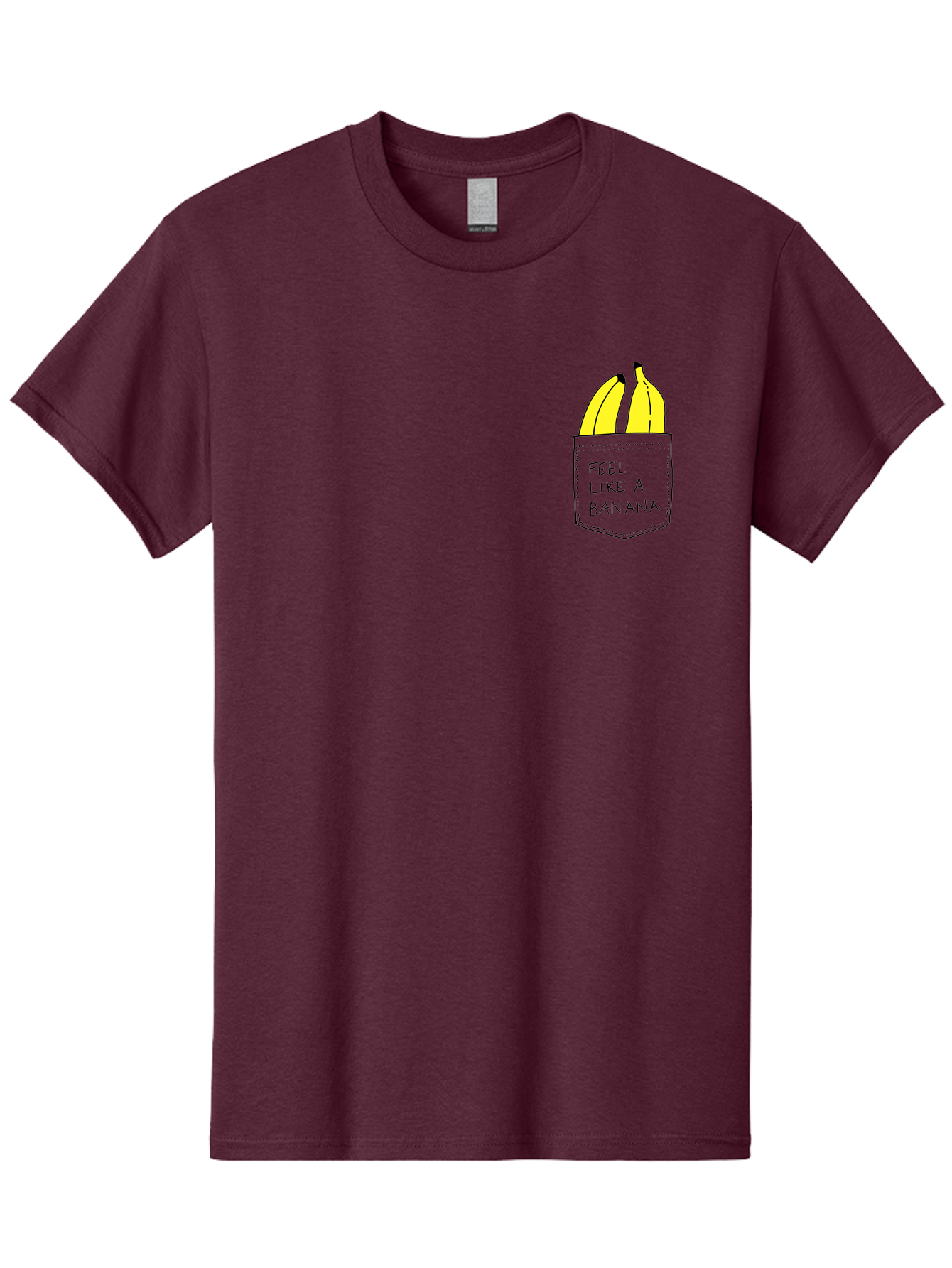 Feel-Like-A-Banana Men'S Graphic Tee, 100% Cotton, Comfortable Casual Summer Wear, Machine Washable, Yellow Bananas, Playful Illustration, Pocket With Text, Humorous Quote, Funny Design, Quirky Art, Banana Theme, Creative Typography, - Aaa036 7