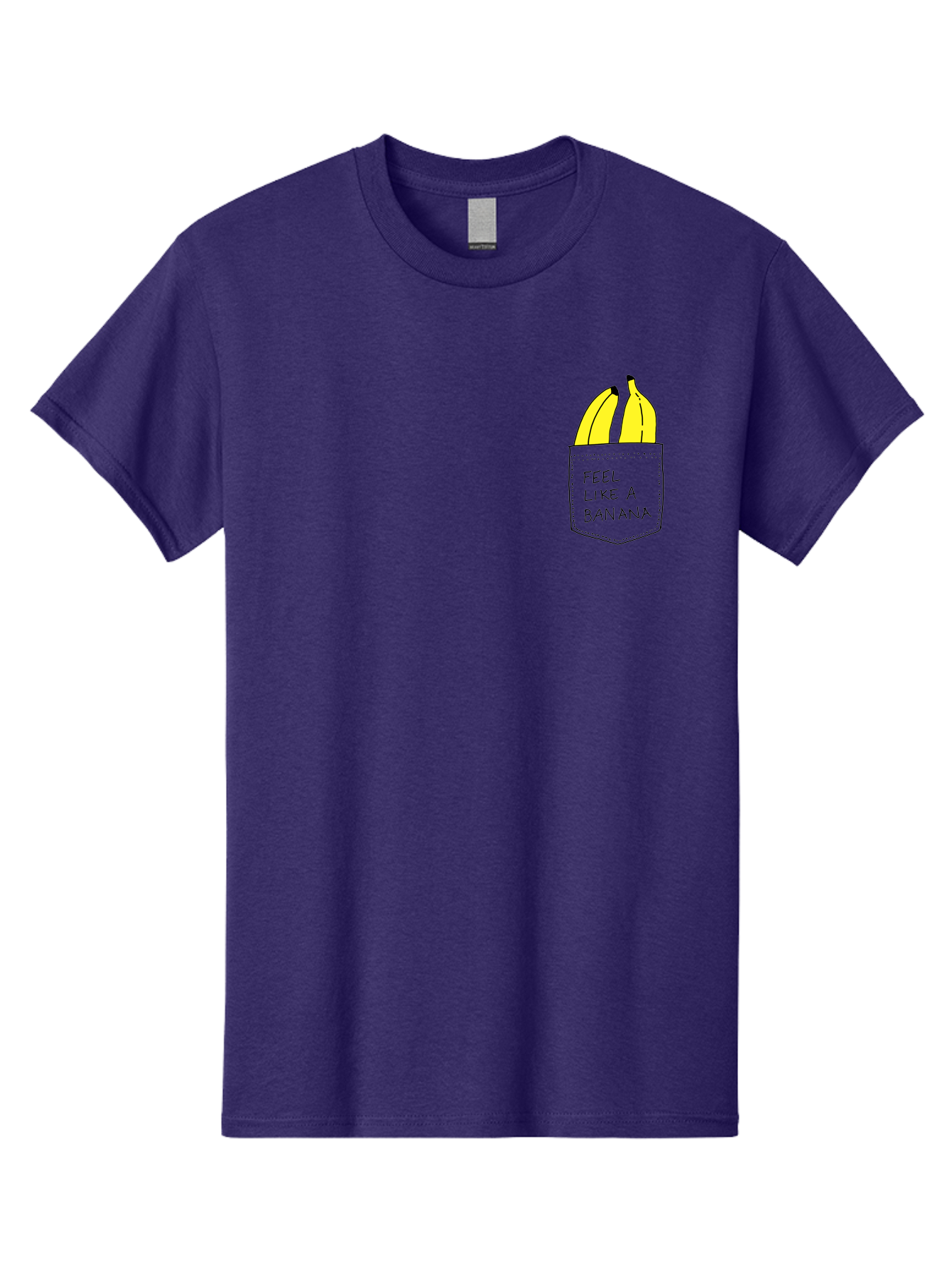 Feel-Like-A-Banana Men'S Graphic Tee, 100% Cotton, Comfortable Casual Summer Wear, Machine Washable, Yellow Bananas, Playful Illustration, Pocket With Text, Humorous Quote, Funny Design, Quirky Art, Banana Theme, Creative Typography, - Aaa036 25