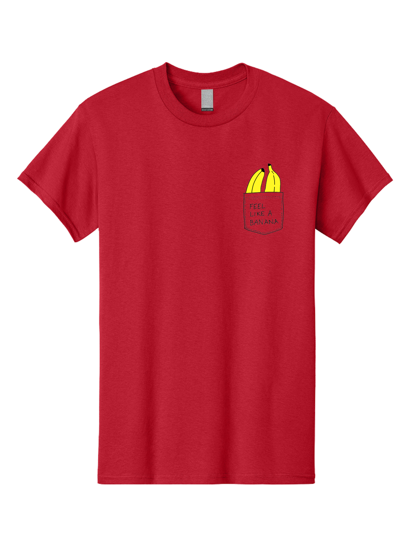 Feel-Like-A-Banana Men'S Graphic Tee, 100% Cotton, Comfortable Casual Summer Wear, Machine Washable, Yellow Bananas, Playful Illustration, Pocket With Text, Humorous Quote, Funny Design, Quirky Art, Banana Theme, Creative Typography, - Aaa036 11