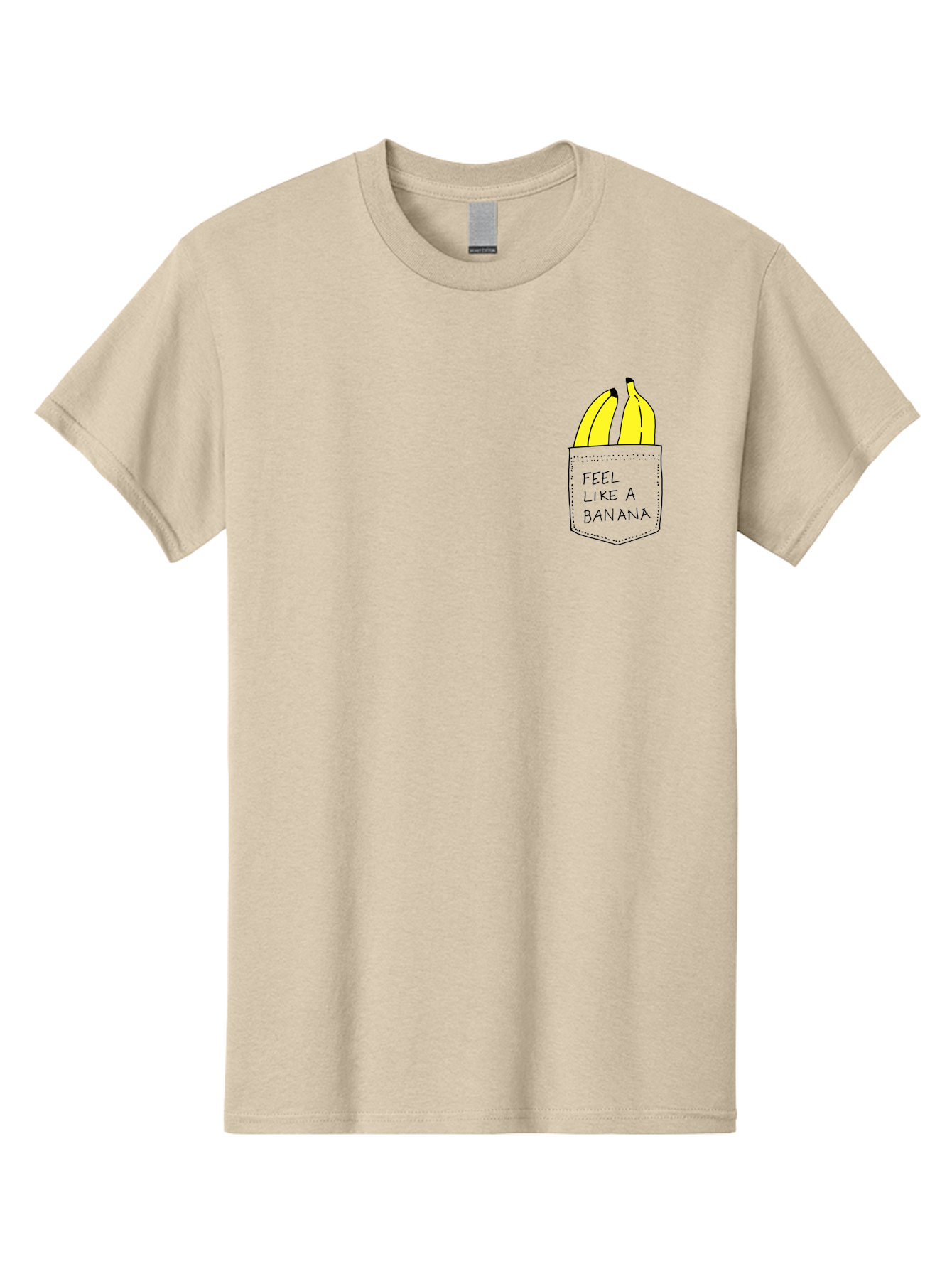 Feel-Like-A-Banana Men'S Graphic Tee, 100% Cotton, Comfortable Casual Summer Wear, Machine Washable, Yellow Bananas, Playful Illustration, Pocket With Text, Humorous Quote, Funny Design, Quirky Art, Banana Theme, Creative Typography, - Aaa036 27