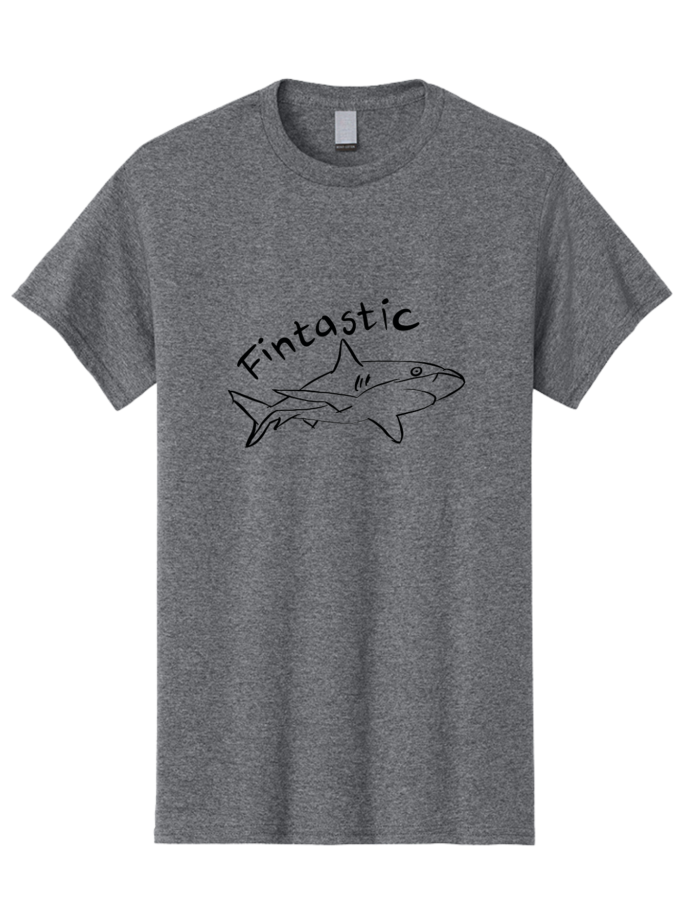 Fintastic-Shark Men'S Graphic Tee, 100% Cotton, Comfortable Casual Summer Wear, Machine Washable, Shark Graphic, Hand Drawn Illustration, Marine Life Art, Fin-Tastic Design, Ocean Creature, Cartoon Shark, Fish-Themed Graphic - Aaa038 23