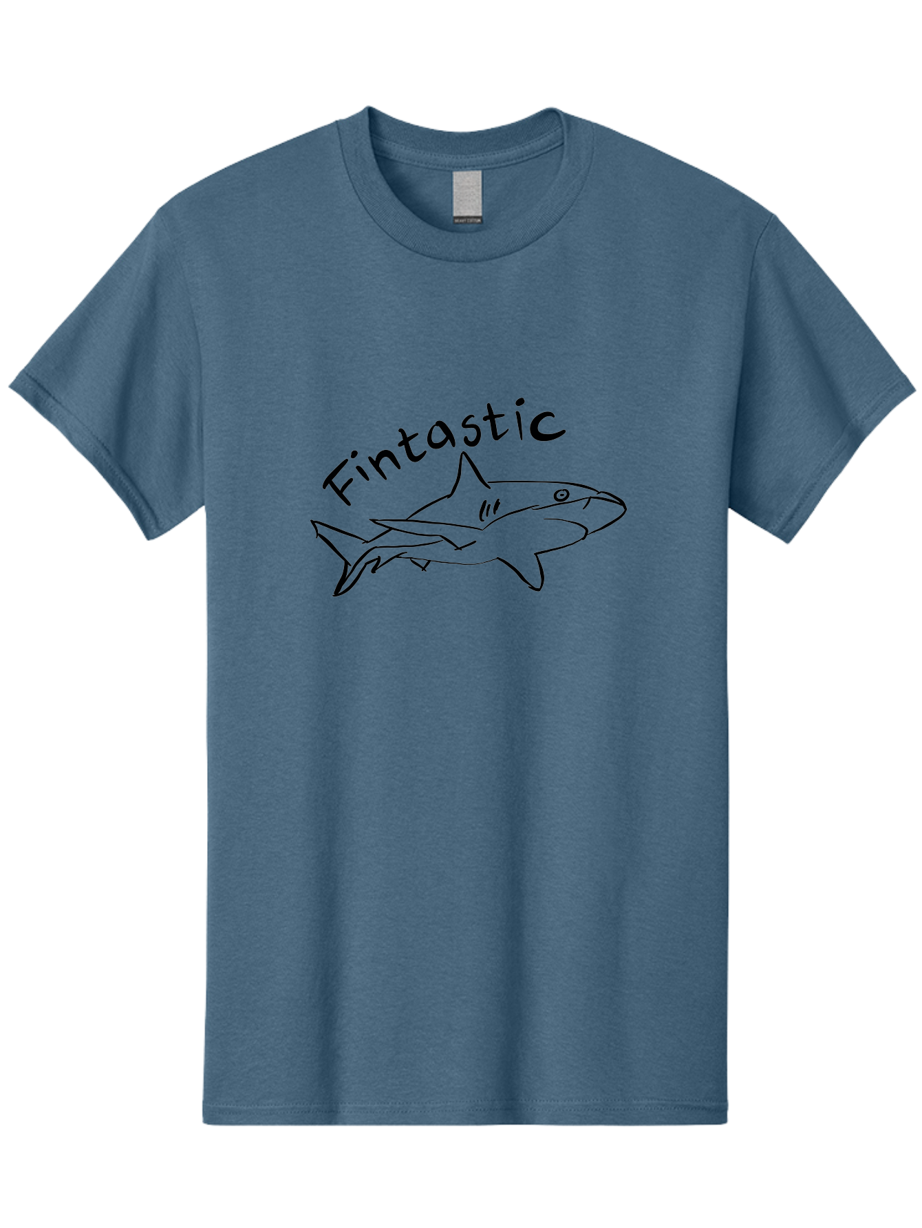 Fintastic-Shark Men'S Graphic Tee, 100% Cotton, Comfortable Casual Summer Wear, Machine Washable, Shark Graphic, Hand Drawn Illustration, Marine Life Art, Fin-Tastic Design, Ocean Creature, Cartoon Shark, Fish-Themed Graphic - Aaa038 27