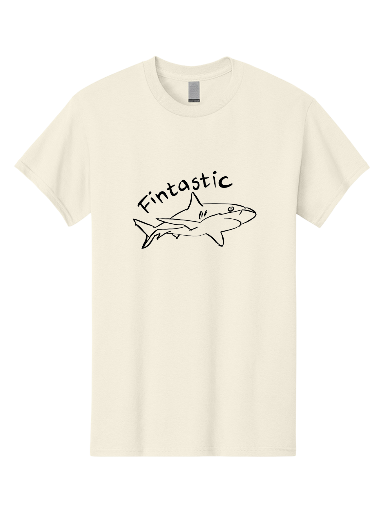 Fintastic-Shark Men'S Graphic Tee, 100% Cotton, Comfortable Casual Summer Wear, Machine Washable, Shark Graphic, Hand Drawn Illustration, Marine Life Art, Fin-Tastic Design, Ocean Creature, Cartoon Shark, Fish-Themed Graphic - Aaa038 3