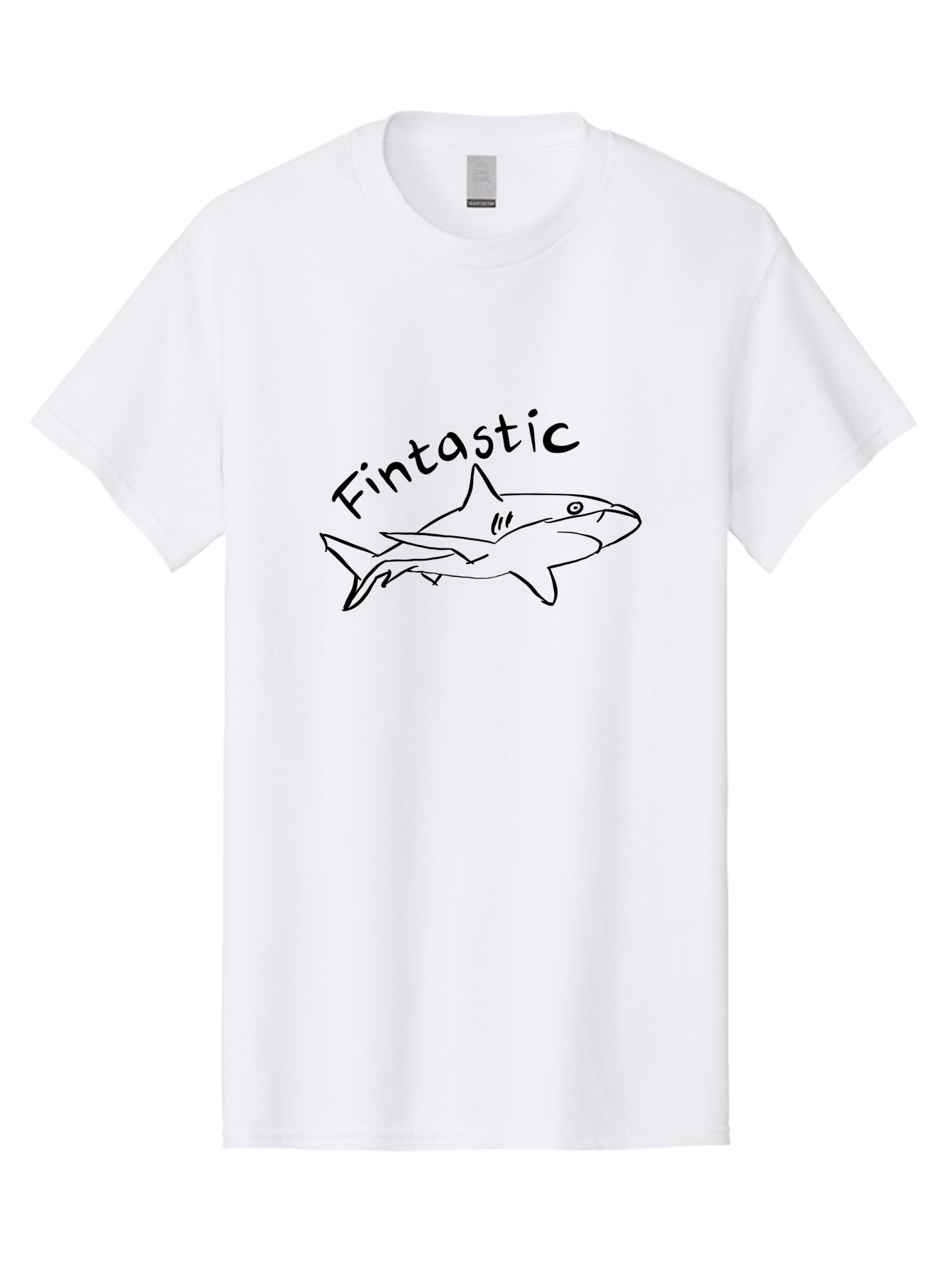 Fintastic-Shark Men'S Graphic Tee, 100% Cotton, Comfortable Casual Summer Wear, Machine Washable, Shark Graphic, Hand Drawn Illustration, Marine Life Art, Fin-Tastic Design, Ocean Creature, Cartoon Shark, Fish-Themed Graphic - Aaa038 17