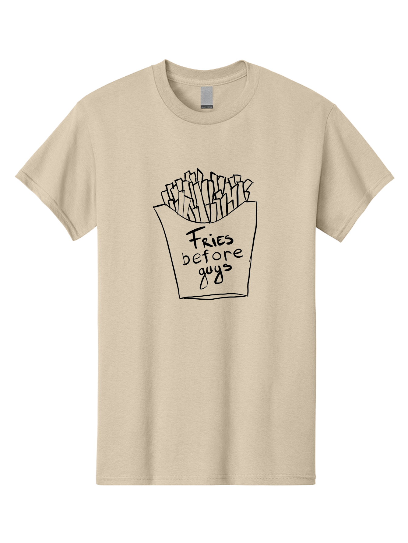 Fries-Before-Guys Men'S Graphic Tee, 100% Cotton, Comfortable Casual Summer Wear, Machine Washable, Funny Quote, French Fries, Foodie Humor, Sassy Phrase, Quirky Illustration, Hand-Drawn, Witty Saying, Fries Before Guys - Aaa040 7