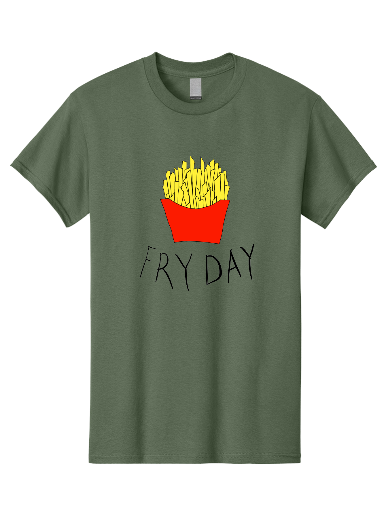 Fry-Day Men'S Graphic Tee, 100% Cotton, Comfortable Casual Summer Wear, Machine Washable, French Fries, Red Container, Yellow Fries, Cartoon Style, Playful Graphics, Food Illustration, Restaurant Promotion - Aaa041 27