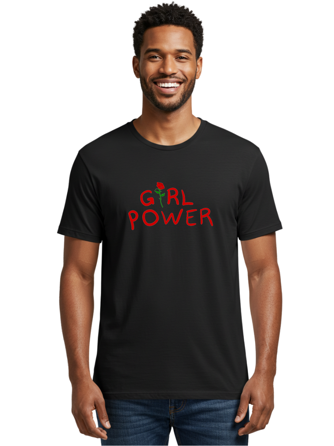 Girl-Power Men'S Graphic Tee, 100% Cotton, Comfortable Casual Summer Wear, Machine Washable, Girl Power, Feminist Movement, Empowerment, Red Rose, Symbol Of Strength, Women'S Rights, Independence - Aaa043 6