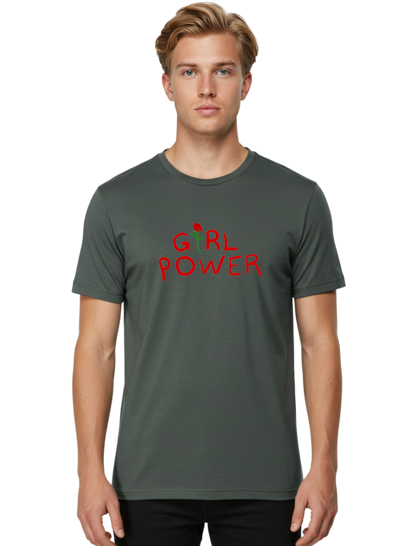 Girl-Power Men'S Graphic Tee, 100% Cotton, Comfortable Casual Summer Wear, Machine Washable, Girl Power, Feminist Movement, Empowerment, Red Rose, Symbol Of Strength, Women'S Rights, Independence - Aaa043 10