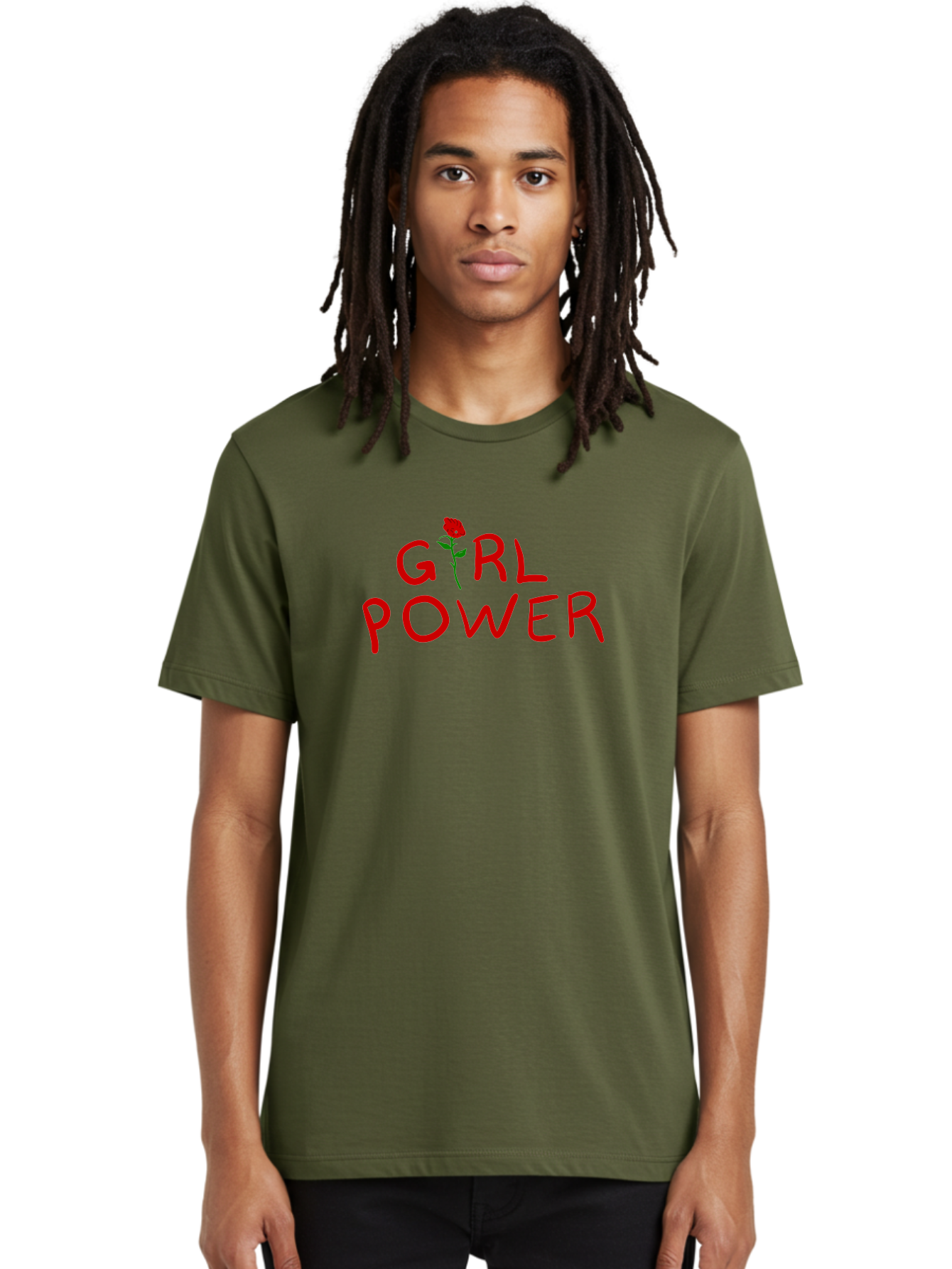 Girl-Power Men'S Graphic Tee, 100% Cotton, Comfortable Casual Summer Wear, Machine Washable, Girl Power, Feminist Movement, Empowerment, Red Rose, Symbol Of Strength, Women'S Rights, Independence - Aaa043 24