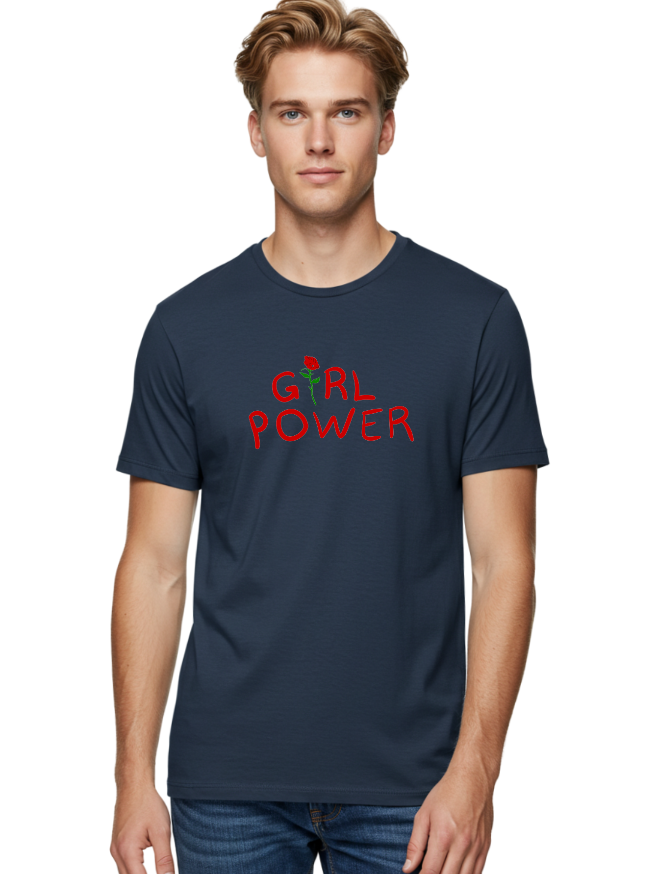 Girl-Power Men'S Graphic Tee, 100% Cotton, Comfortable Casual Summer Wear, Machine Washable, Girl Power, Feminist Movement, Empowerment, Red Rose, Symbol Of Strength, Women'S Rights, Independence - Aaa043 16