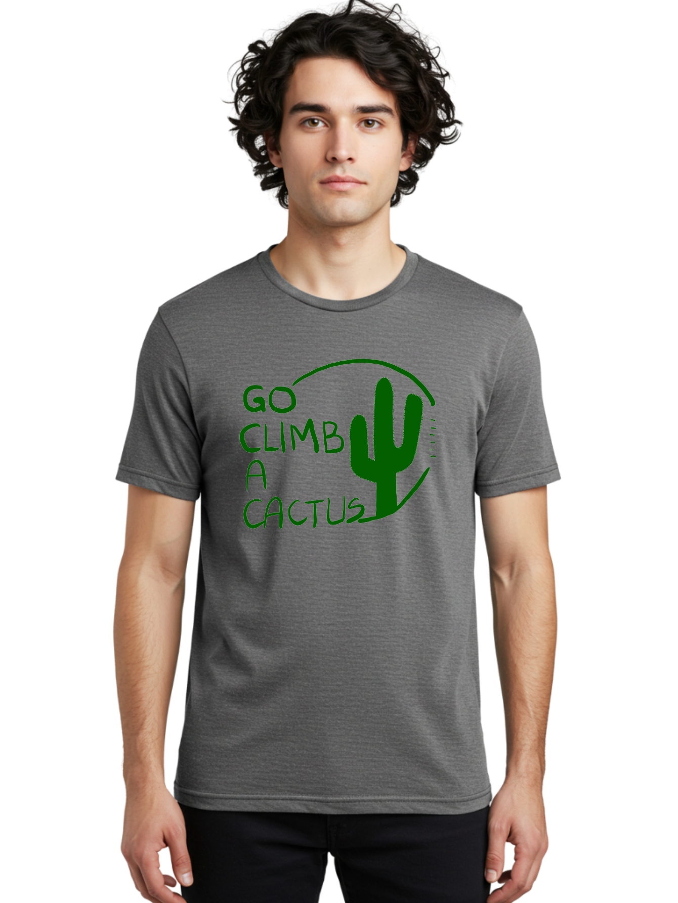 Go-Climb-A-Cactus Men'S Graphic Tee, 100% Cotton, Comfortable Casual Summer Wear, Machine Washable, Go Climb Cactus, Funny Sayings, Motivational Quotes, Satire, Humor, Adventure, Outdoors, Quirky, Cactus Love, Sarcasm - Aaa047 28