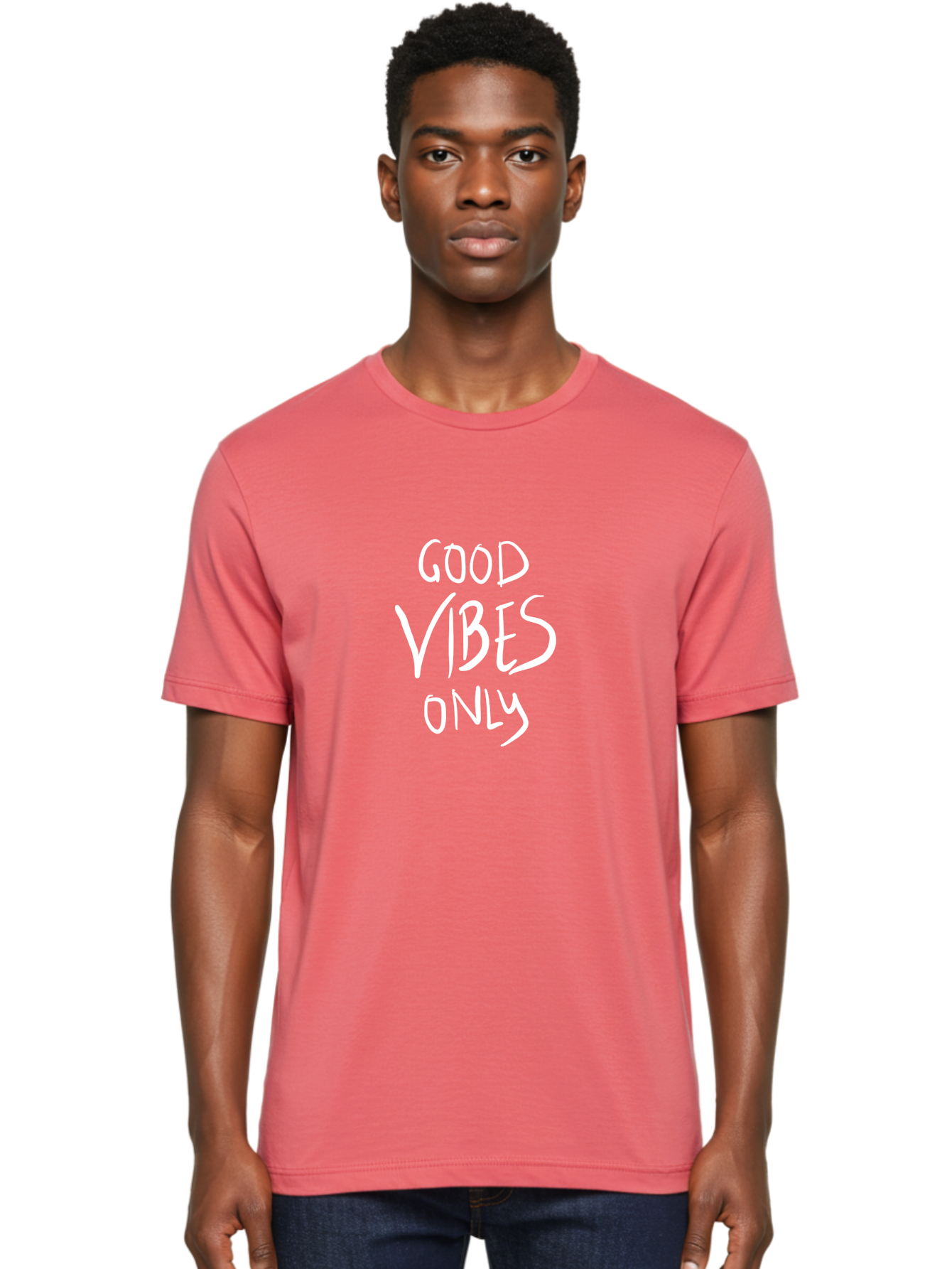 Good-Vibes-Only Men'S Graphic Tee, 100% Cotton, Comfortable Casual Summer Wear, Machine Washable, Positive Affirmations, Motivational Quotes, Good Vibes Only, Positivity, Inspiring Messages, Uplifting Quotes, Happy Thoughts - Aaa048 30