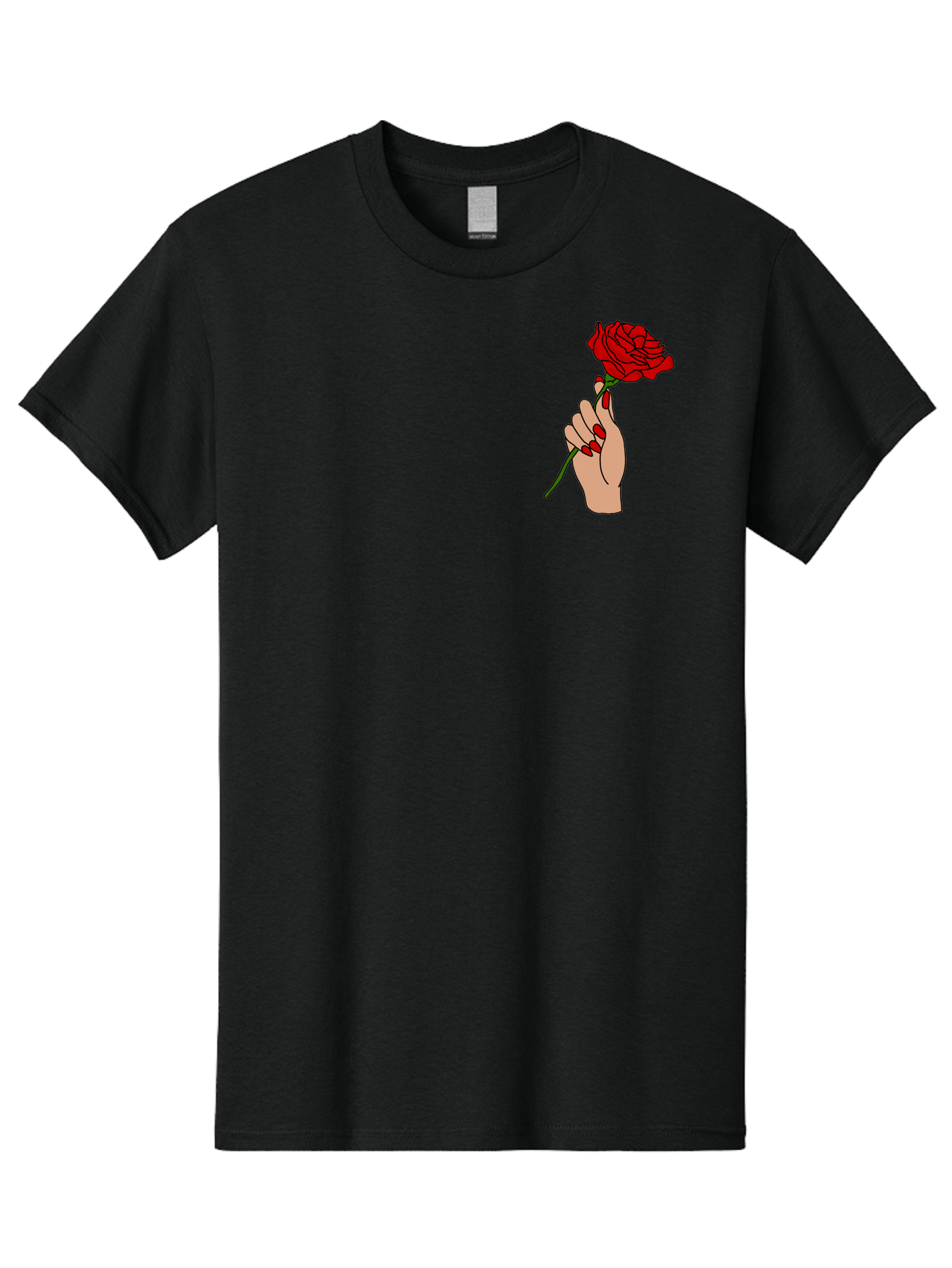 Hand-Holding-Red-Rose Men'S Graphic Tee, 100% Cotton, Comfortable Casual Summer Wear, Machine Washable, Hand Holding Red Rose, Red Rose Illustration, Romantic Gesture, Beautiful Flowers, Lovely Illustration, Cartoon Hand, Red Flowers - Aaa050 3