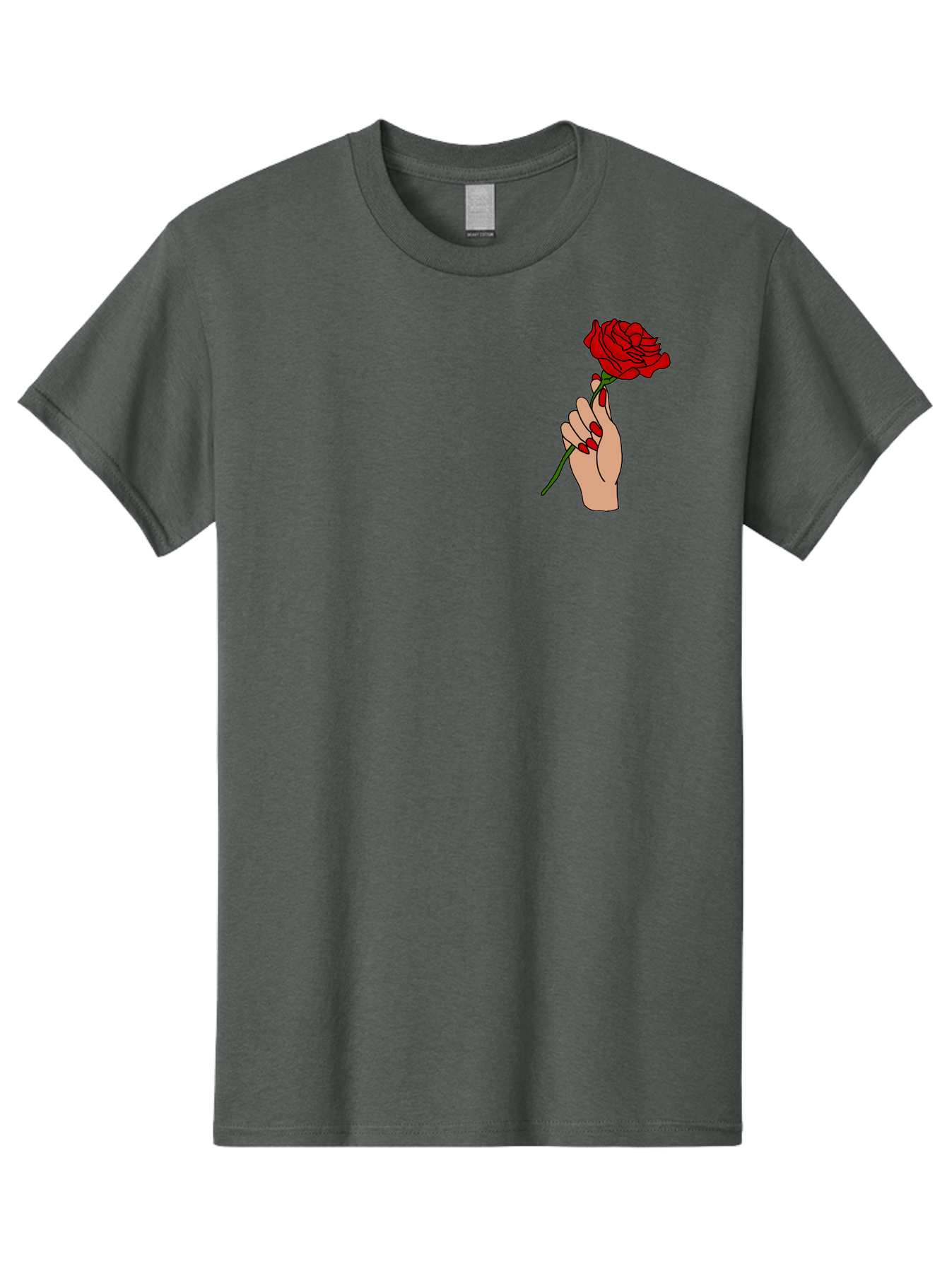 Hand-Holding-Red-Rose Men'S Graphic Tee, 100% Cotton, Comfortable Casual Summer Wear, Machine Washable, Hand Holding Red Rose, Red Rose Illustration, Romantic Gesture, Beautiful Flowers, Lovely Illustration, Cartoon Hand, Red Flowers - Aaa050 27