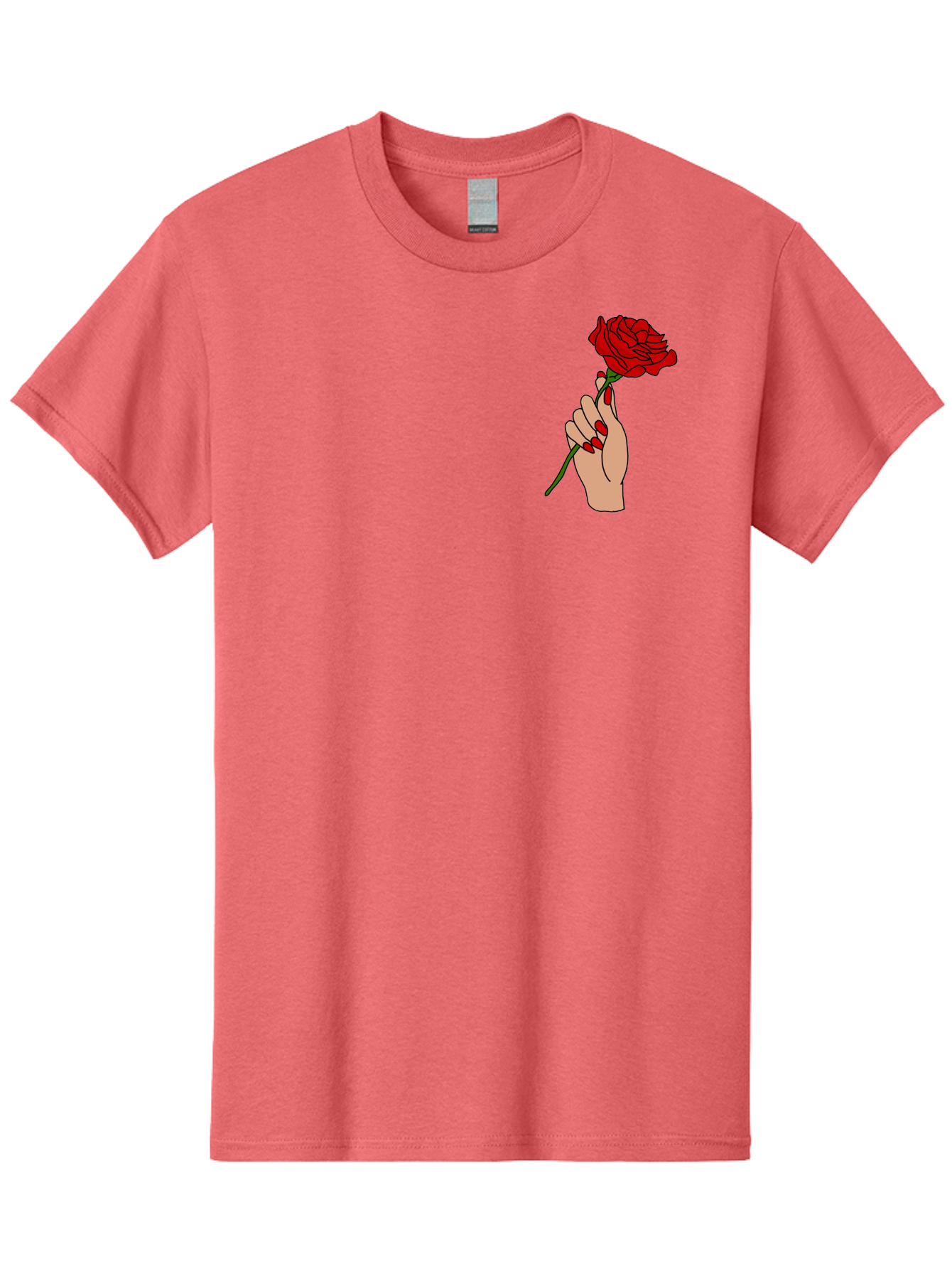 Hand-Holding-Red-Rose Men'S Graphic Tee, 100% Cotton, Comfortable Casual Summer Wear, Machine Washable, Hand Holding Red Rose, Red Rose Illustration, Romantic Gesture, Beautiful Flowers, Lovely Illustration, Cartoon Hand, Red Flowers - Aaa050 5