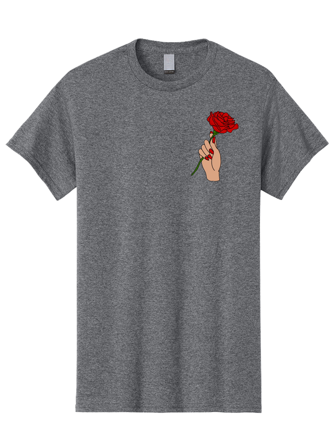 Hand-Holding-Red-Rose Men'S Graphic Tee, 100% Cotton, Comfortable Casual Summer Wear, Machine Washable, Hand Holding Red Rose, Red Rose Illustration, Romantic Gesture, Beautiful Flowers, Lovely Illustration, Cartoon Hand, Red Flowers - Aaa050 17