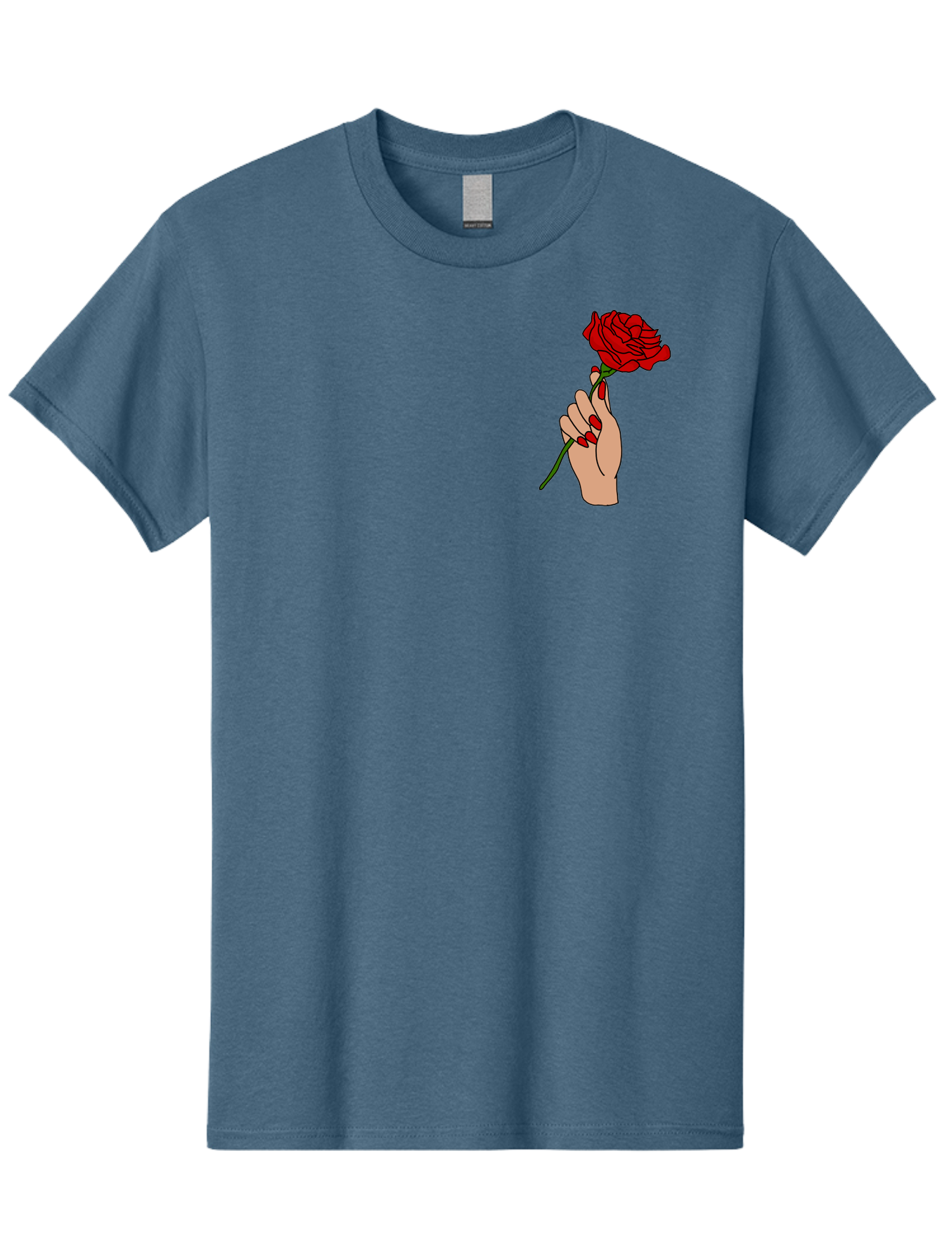 Hand-Holding-Red-Rose Men'S Graphic Tee, 100% Cotton, Comfortable Casual Summer Wear, Machine Washable, Hand Holding Red Rose, Red Rose Illustration, Romantic Gesture, Beautiful Flowers, Lovely Illustration, Cartoon Hand, Red Flowers - Aaa050 13