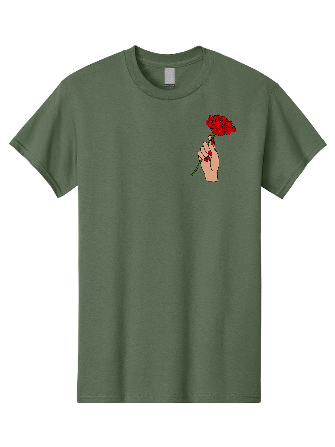 Hand-Holding-Red-Rose Men'S Graphic Tee, 100% Cotton, Comfortable Casual Summer Wear, Machine Washable, Hand Holding Red Rose, Red Rose Illustration, Romantic Gesture, Beautiful Flowers, Lovely Illustration, Cartoon Hand, Red Flowers - Aaa050 23