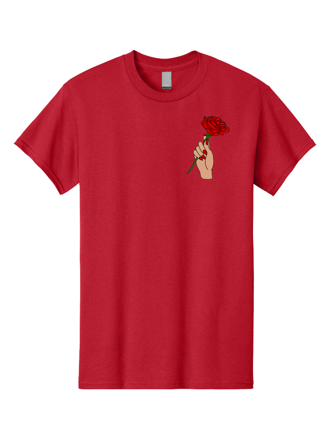 Hand-Holding-Red-Rose Men'S Graphic Tee, 100% Cotton, Comfortable Casual Summer Wear, Machine Washable, Hand Holding Red Rose, Red Rose Illustration, Romantic Gesture, Beautiful Flowers, Lovely Illustration, Cartoon Hand, Red Flowers - Aaa050 15