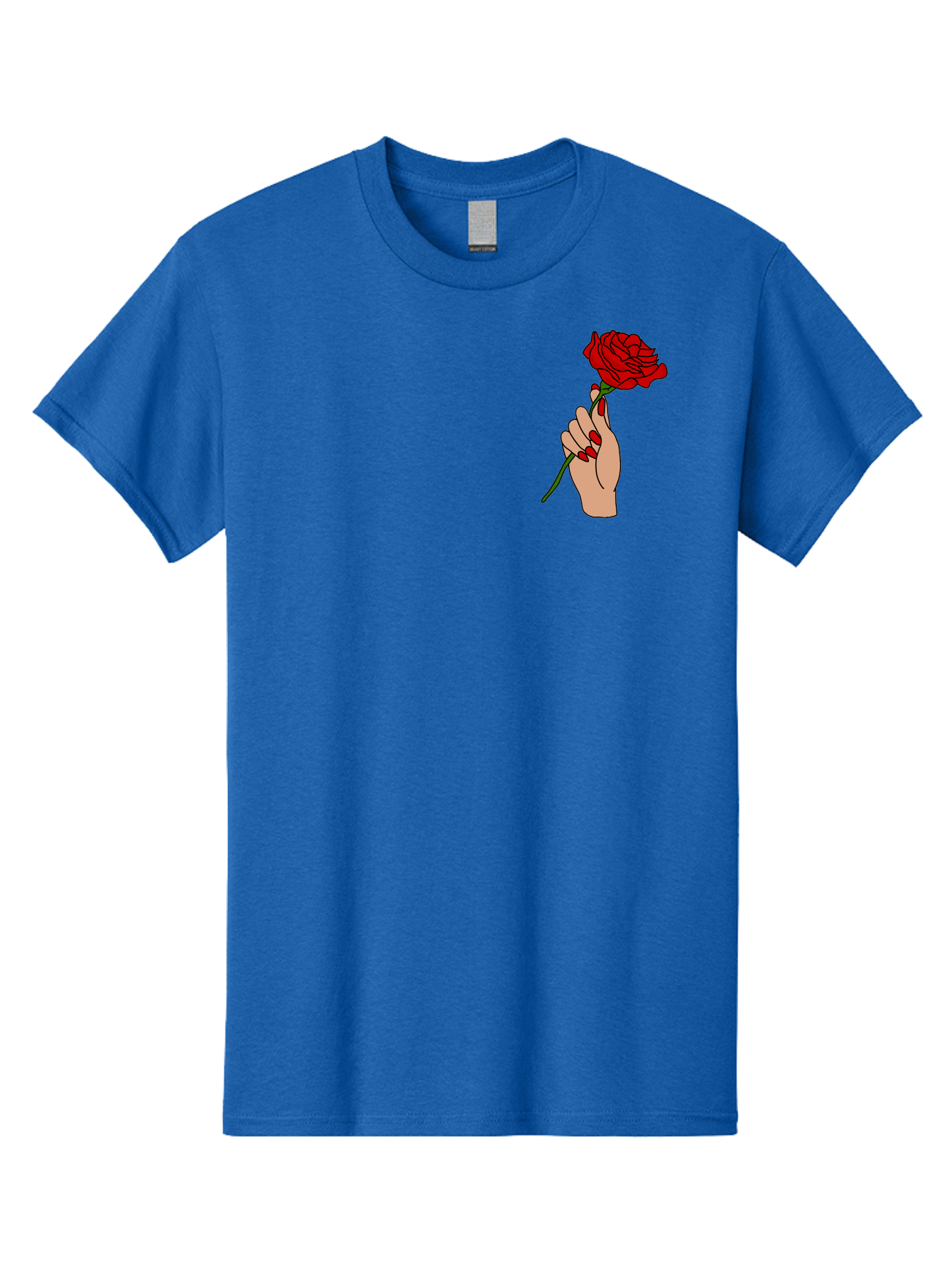 Hand-Holding-Red-Rose Men'S Graphic Tee, 100% Cotton, Comfortable Casual Summer Wear, Machine Washable, Hand Holding Red Rose, Red Rose Illustration, Romantic Gesture, Beautiful Flowers, Lovely Illustration, Cartoon Hand, Red Flowers - Aaa050 21