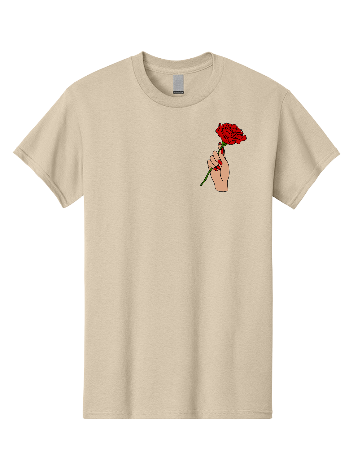 Hand-Holding-Red-Rose Men'S Graphic Tee, 100% Cotton, Comfortable Casual Summer Wear, Machine Washable, Hand Holding Red Rose, Red Rose Illustration, Romantic Gesture, Beautiful Flowers, Lovely Illustration, Cartoon Hand, Red Flowers - Aaa050 25