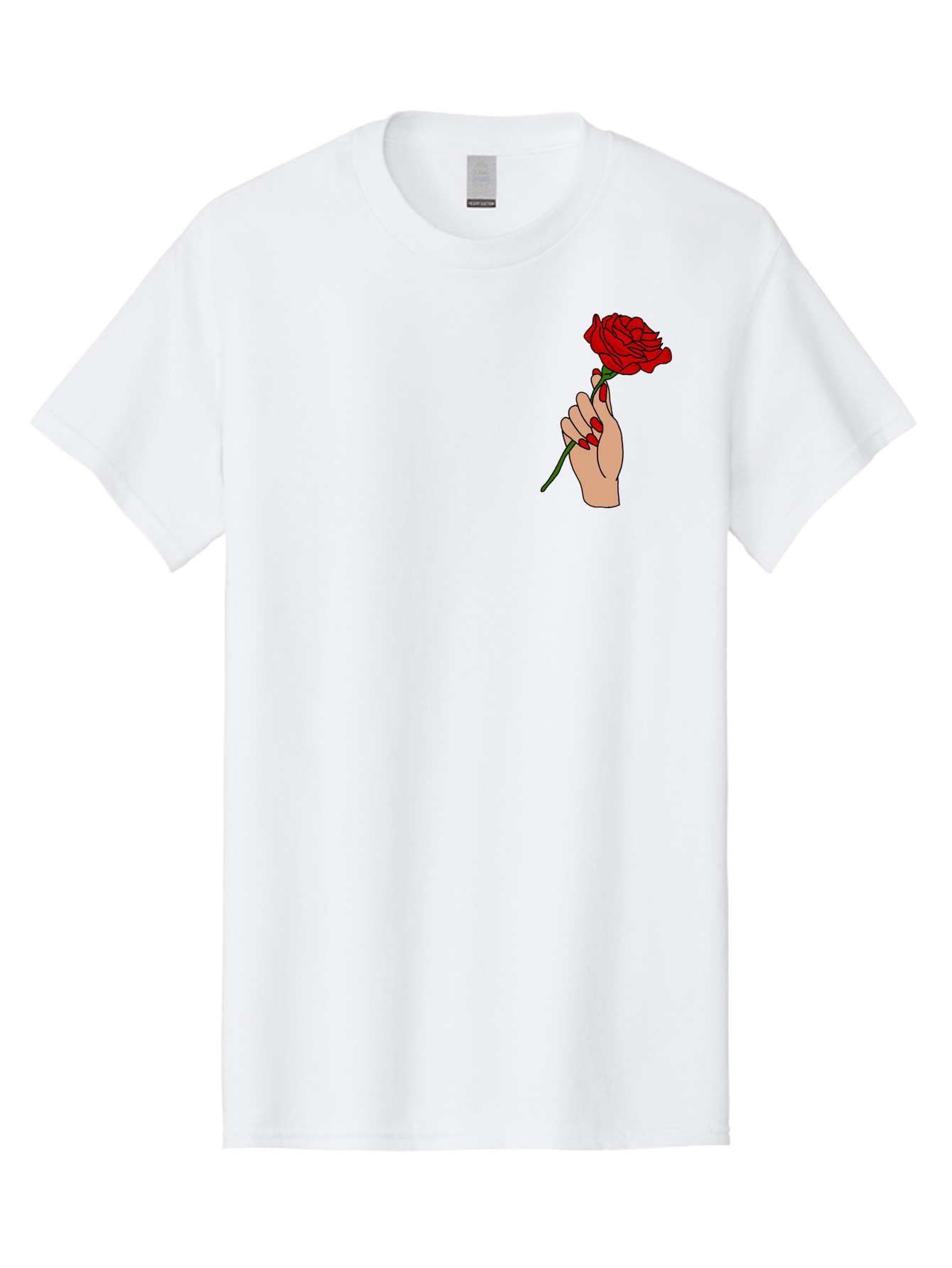 Hand-Holding-Red-Rose Men'S Graphic Tee, 100% Cotton, Comfortable Casual Summer Wear, Machine Washable, Hand Holding Red Rose, Red Rose Illustration, Romantic Gesture, Beautiful Flowers, Lovely Illustration, Cartoon Hand, Red Flowers - Aaa050 11