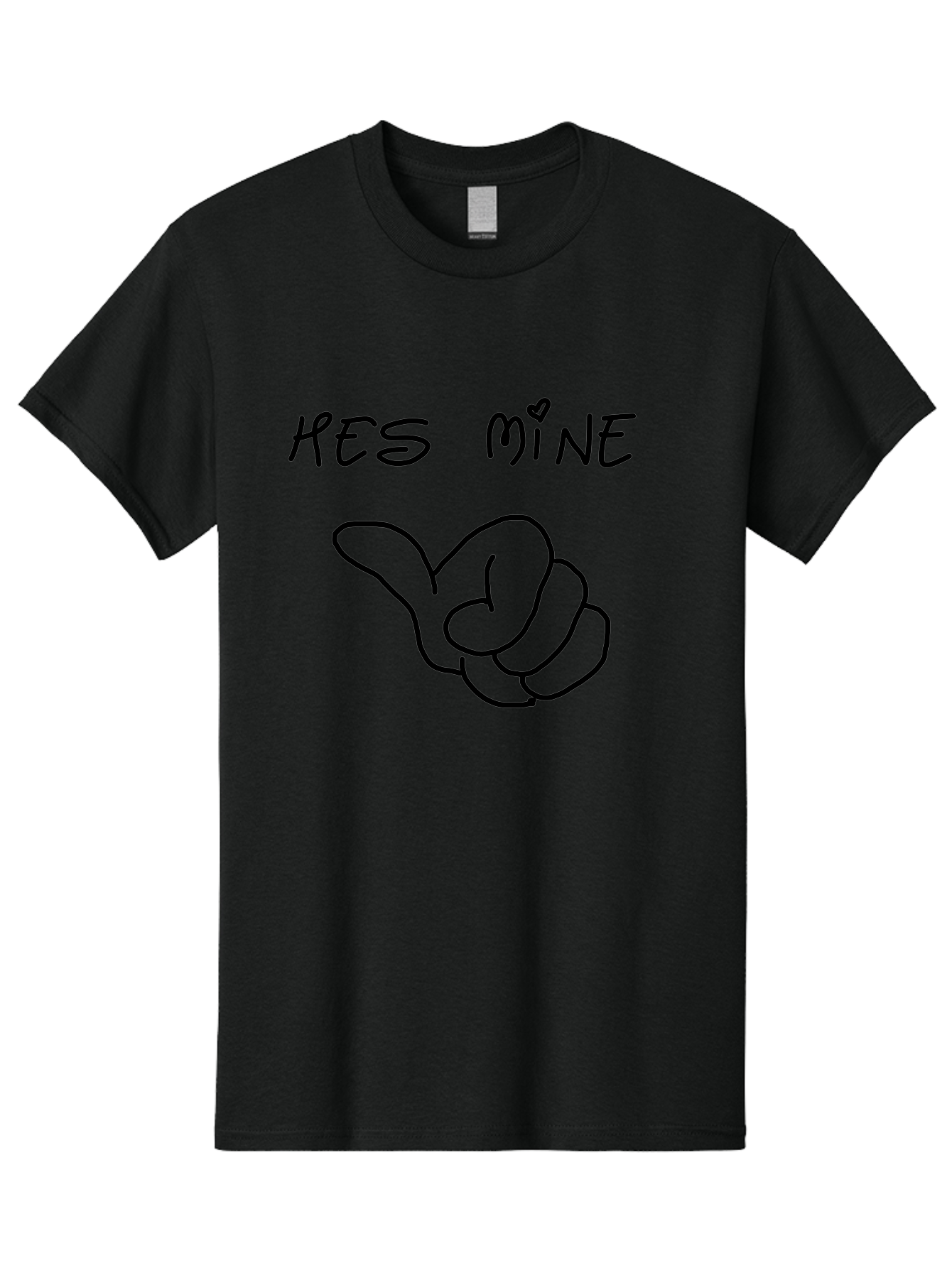 Hes-Mine Men'S Graphic Tee, 100% Cotton, Comfortable Casual Summer Wear, Machine Washable, Hand Gesture, Thumbs Up, Love Sign, Heart Symbol, Possessive Symbol, Quirky Art, Funny Graphics, Hand Drawn Illustration, Playful Design - Aaa053 17