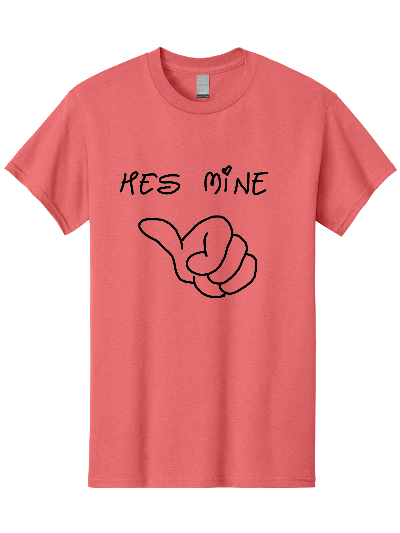Hes-Mine Men'S Graphic Tee, 100% Cotton, Comfortable Casual Summer Wear, Machine Washable, Hand Gesture, Thumbs Up, Love Sign, Heart Symbol, Possessive Symbol, Quirky Art, Funny Graphics, Hand Drawn Illustration, Playful Design - Aaa053 27