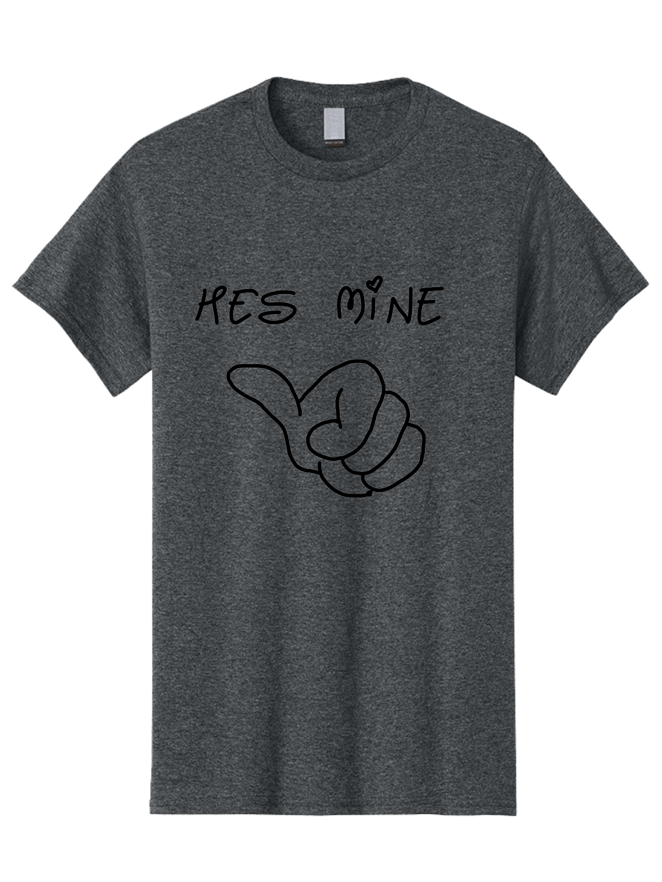 Hes-Mine Men'S Graphic Tee, 100% Cotton, Comfortable Casual Summer Wear, Machine Washable, Hand Gesture, Thumbs Up, Love Sign, Heart Symbol, Possessive Symbol, Quirky Art, Funny Graphics, Hand Drawn Illustration, Playful Design - Aaa053 9