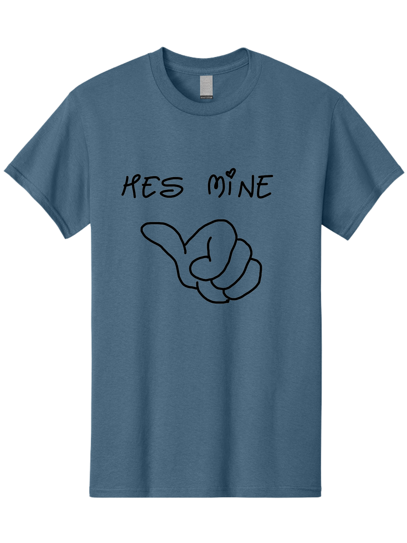 Hes-Mine Men'S Graphic Tee, 100% Cotton, Comfortable Casual Summer Wear, Machine Washable, Hand Gesture, Thumbs Up, Love Sign, Heart Symbol, Possessive Symbol, Quirky Art, Funny Graphics, Hand Drawn Illustration, Playful Design - Aaa053 29