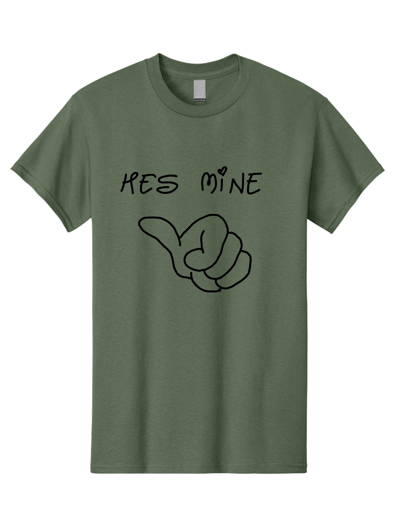 Hes-Mine Men'S Graphic Tee, 100% Cotton, Comfortable Casual Summer Wear, Machine Washable, Hand Gesture, Thumbs Up, Love Sign, Heart Symbol, Possessive Symbol, Quirky Art, Funny Graphics, Hand Drawn Illustration, Playful Design - Aaa053 1