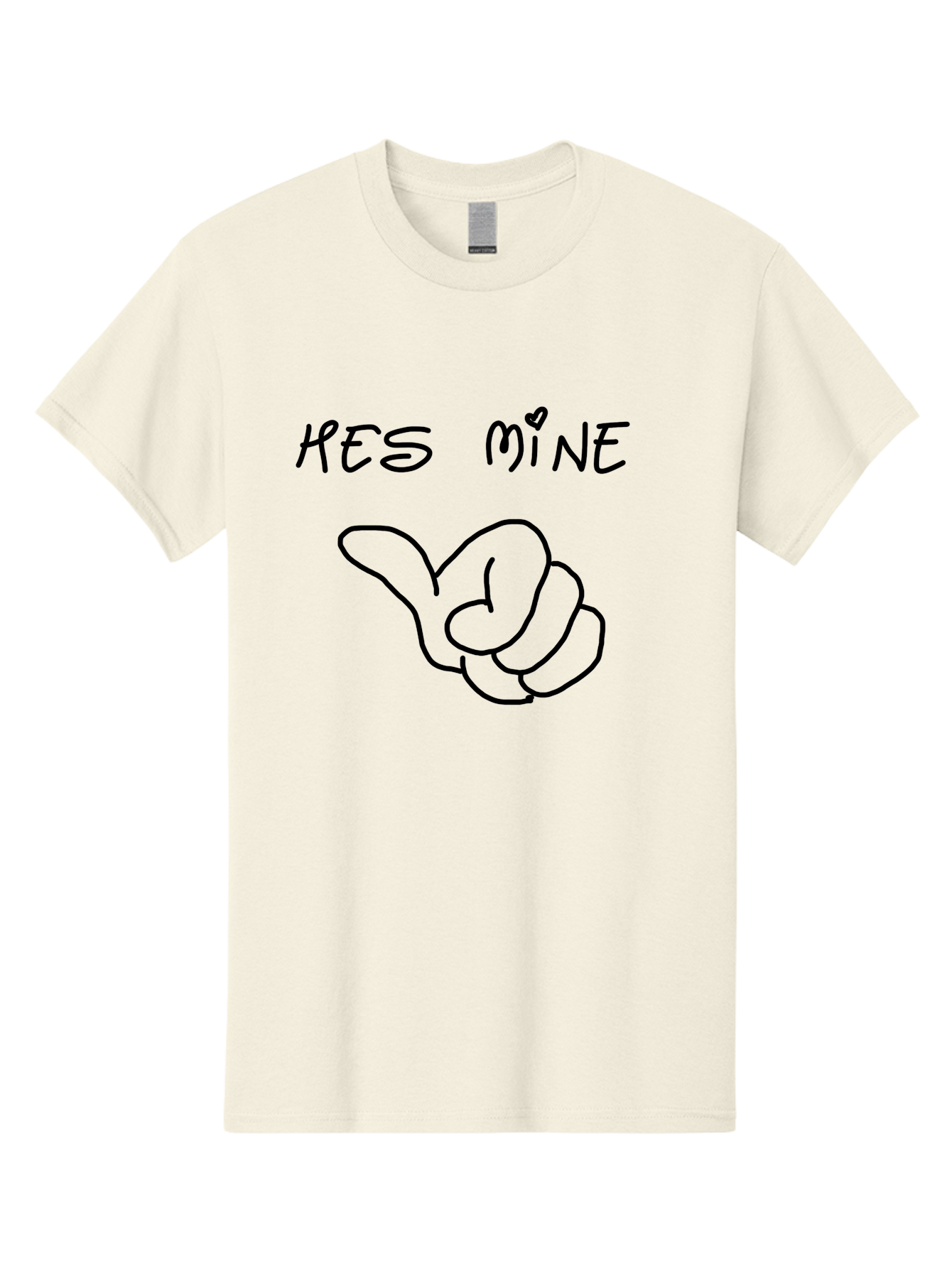 Hes-Mine Men'S Graphic Tee, 100% Cotton, Comfortable Casual Summer Wear, Machine Washable, Hand Gesture, Thumbs Up, Love Sign, Heart Symbol, Possessive Symbol, Quirky Art, Funny Graphics, Hand Drawn Illustration, Playful Design - Aaa053 7