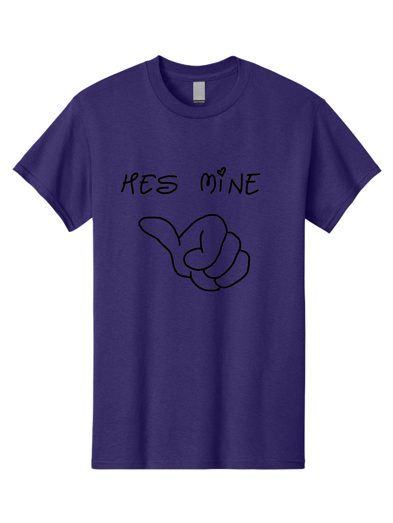 Hes-Mine Men'S Graphic Tee, 100% Cotton, Comfortable Casual Summer Wear, Machine Washable, Hand Gesture, Thumbs Up, Love Sign, Heart Symbol, Possessive Symbol, Quirky Art, Funny Graphics, Hand Drawn Illustration, Playful Design - Aaa053 5