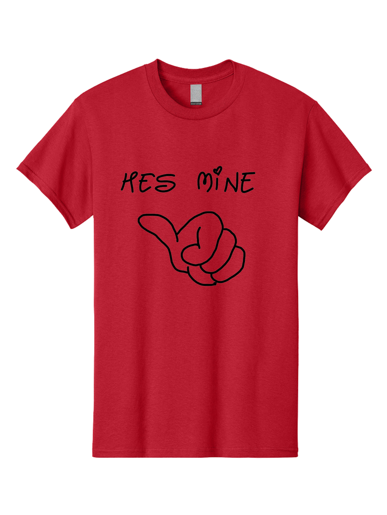 Hes-Mine Men'S Graphic Tee, 100% Cotton, Comfortable Casual Summer Wear, Machine Washable, Hand Gesture, Thumbs Up, Love Sign, Heart Symbol, Possessive Symbol, Quirky Art, Funny Graphics, Hand Drawn Illustration, Playful Design - Aaa053 11