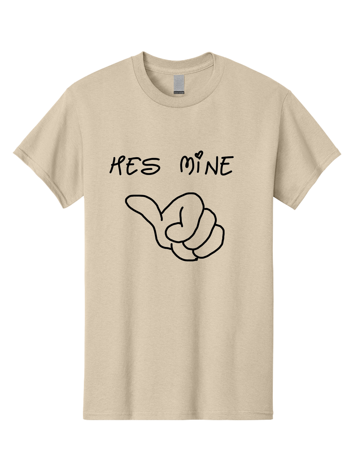 Hes-Mine Men'S Graphic Tee, 100% Cotton, Comfortable Casual Summer Wear, Machine Washable, Hand Gesture, Thumbs Up, Love Sign, Heart Symbol, Possessive Symbol, Quirky Art, Funny Graphics, Hand Drawn Illustration, Playful Design - Aaa053 19