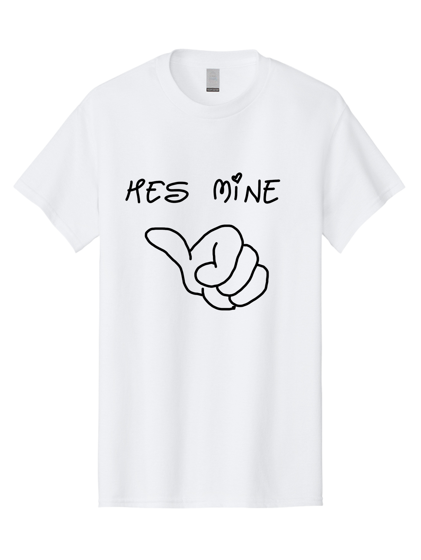 Hes-Mine Men'S Graphic Tee, 100% Cotton, Comfortable Casual Summer Wear, Machine Washable, Hand Gesture, Thumbs Up, Love Sign, Heart Symbol, Possessive Symbol, Quirky Art, Funny Graphics, Hand Drawn Illustration, Playful Design - Aaa053 13