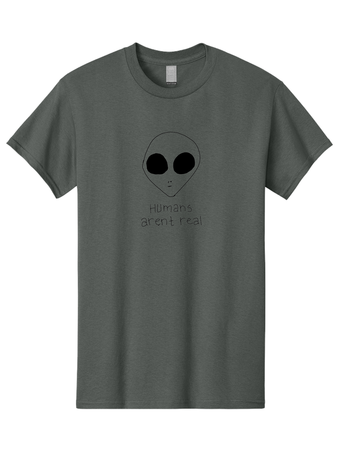 Humans-Aren-T-Real Men'S Graphic Tee, 100% Cotton, Comfortable Casual Summer Wear, Machine Washable, Alien Conspiracy Theory, Cartoon Alien, Humor, Parody, Satirical Art, Extraterrestrial Life, Pop Culture, Doodle Art, Funny Memes, - Aaa055 27