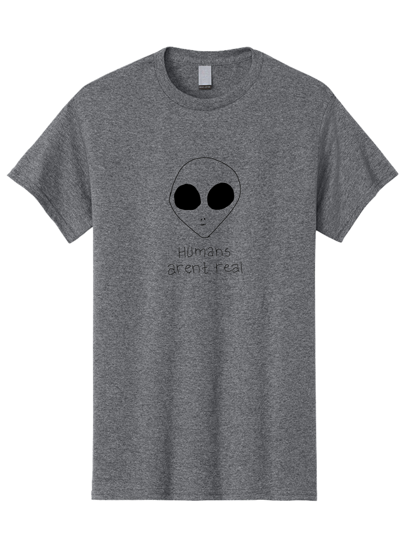 Humans-Aren-T-Real Men'S Graphic Tee, 100% Cotton, Comfortable Casual Summer Wear, Machine Washable, Alien Conspiracy Theory, Cartoon Alien, Humor, Parody, Satirical Art, Extraterrestrial Life, Pop Culture, Doodle Art, Funny Memes, - Aaa055 13