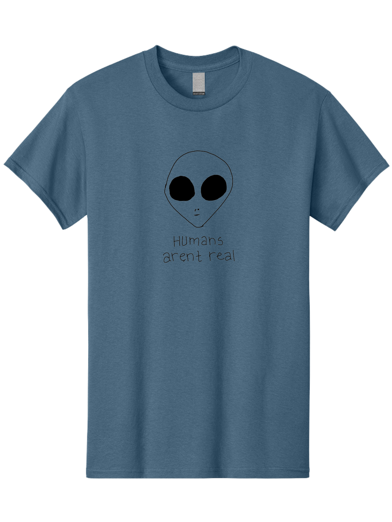 Humans-Aren-T-Real Men'S Graphic Tee, 100% Cotton, Comfortable Casual Summer Wear, Machine Washable, Alien Conspiracy Theory, Cartoon Alien, Humor, Parody, Satirical Art, Extraterrestrial Life, Pop Culture, Doodle Art, Funny Memes, - Aaa055 9
