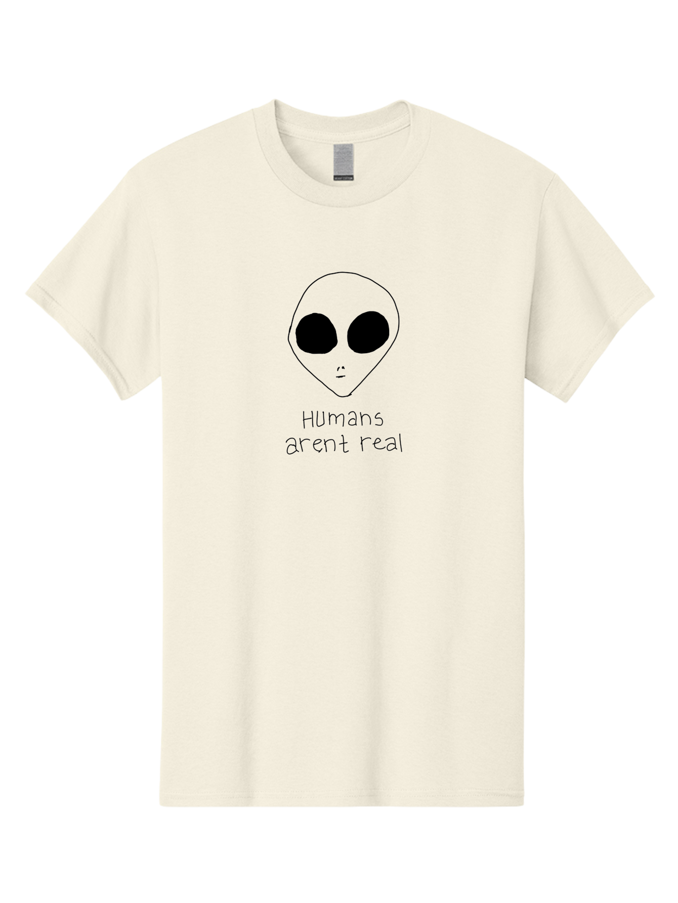 Humans-Aren-T-Real Men'S Graphic Tee, 100% Cotton, Comfortable Casual Summer Wear, Machine Washable, Alien Conspiracy Theory, Cartoon Alien, Humor, Parody, Satirical Art, Extraterrestrial Life, Pop Culture, Doodle Art, Funny Memes, - Aaa055 21
