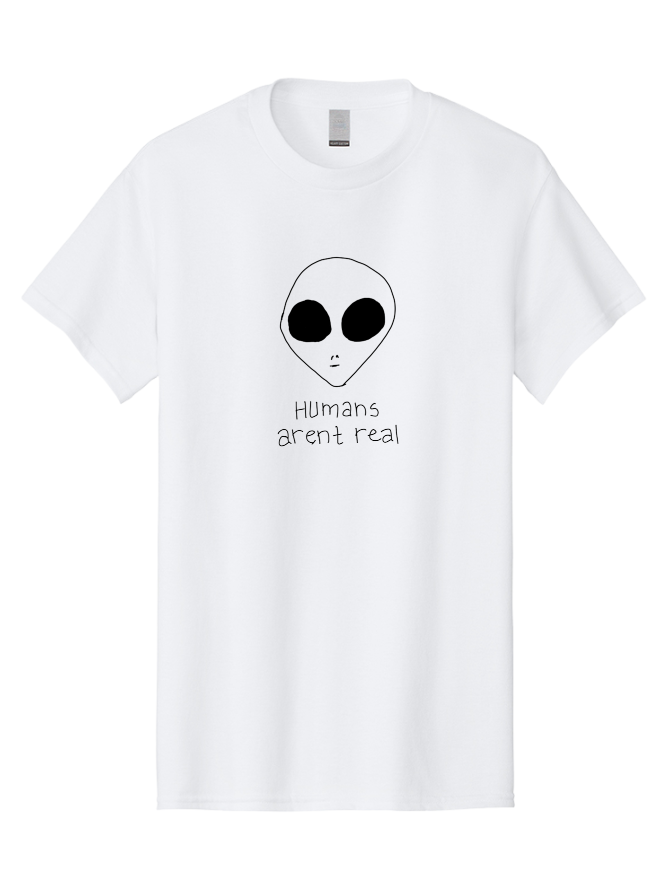 Humans-Aren-T-Real Men'S Graphic Tee, 100% Cotton, Comfortable Casual Summer Wear, Machine Washable, Alien Conspiracy Theory, Cartoon Alien, Humor, Parody, Satirical Art, Extraterrestrial Life, Pop Culture, Doodle Art, Funny Memes, - Aaa055 15