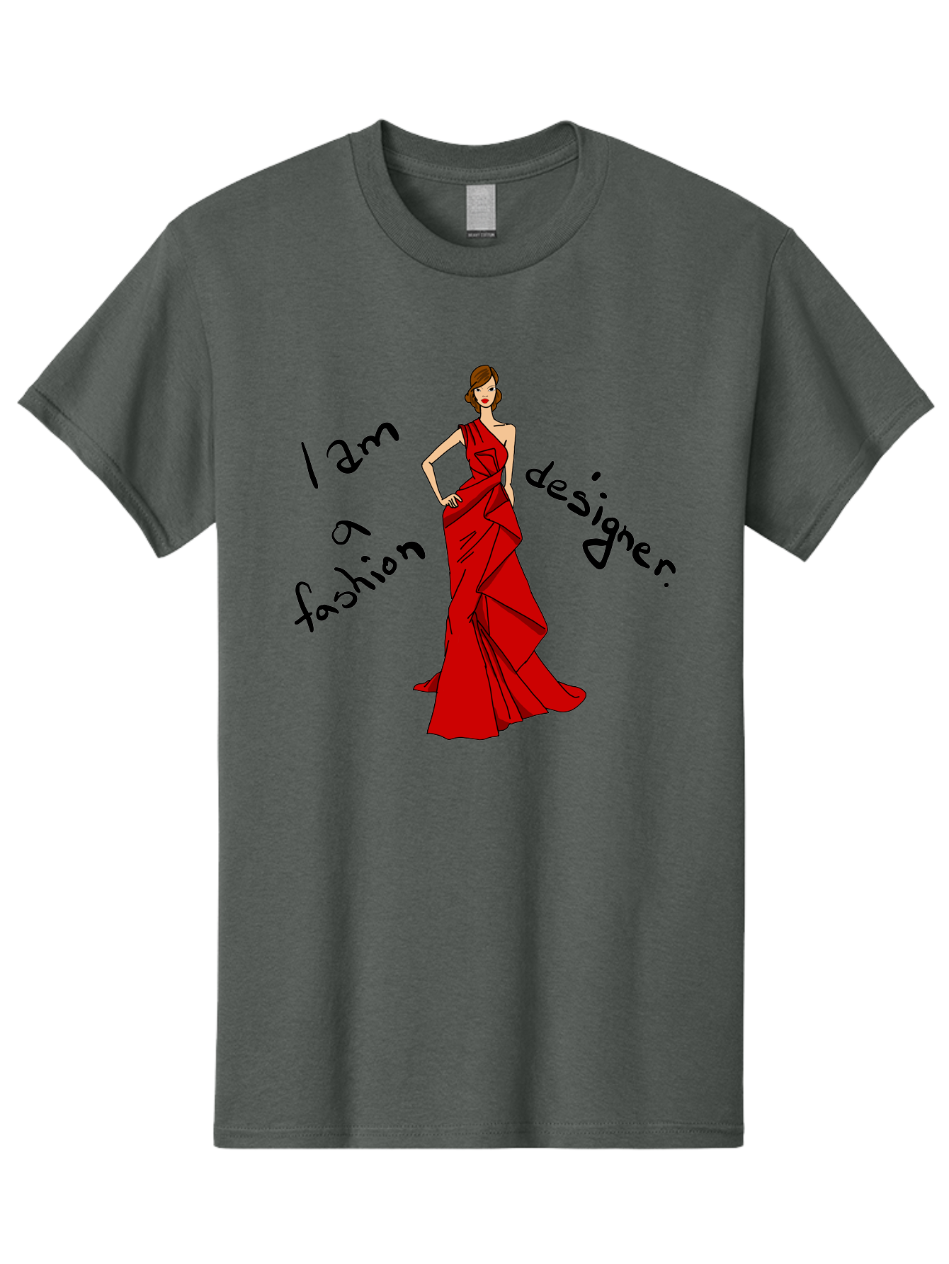 I-Am-A-Fashion-Designer Men'S Graphic Tee, 100% Cotton, Comfortable Casual Summer Wear, Machine Washable, Fashion Designer, Stylish Woman, Red Dress, Elegant Pose, Fashion Statement, Design Inspiration, Fashion Illustration, - Aaa057 21