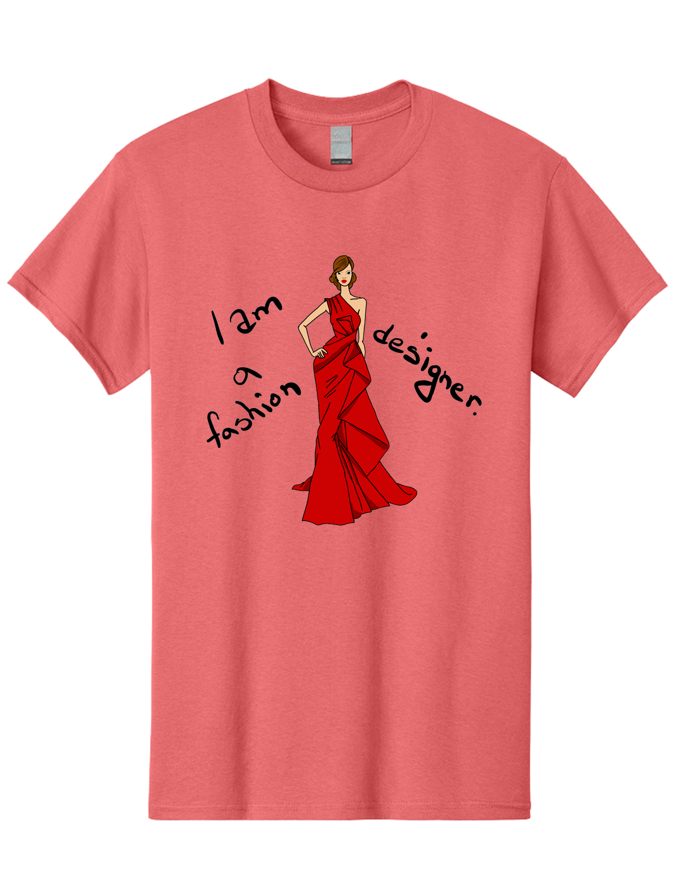 I-Am-A-Fashion-Designer Men'S Graphic Tee, 100% Cotton, Comfortable Casual Summer Wear, Machine Washable, Fashion Designer, Stylish Woman, Red Dress, Elegant Pose, Fashion Statement, Design Inspiration, Fashion Illustration, - Aaa057 19