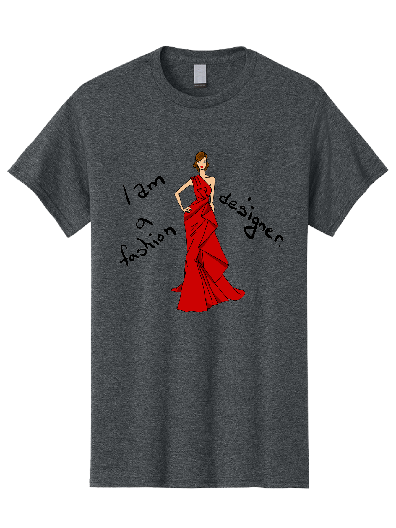 I-Am-A-Fashion-Designer Men'S Graphic Tee, 100% Cotton, Comfortable Casual Summer Wear, Machine Washable, Fashion Designer, Stylish Woman, Red Dress, Elegant Pose, Fashion Statement, Design Inspiration, Fashion Illustration, - Aaa057 23