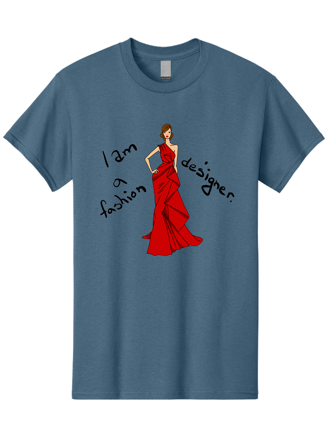 I-Am-A-Fashion-Designer Men'S Graphic Tee, 100% Cotton, Comfortable Casual Summer Wear, Machine Washable, Fashion Designer, Stylish Woman, Red Dress, Elegant Pose, Fashion Statement, Design Inspiration, Fashion Illustration, - Aaa057 9