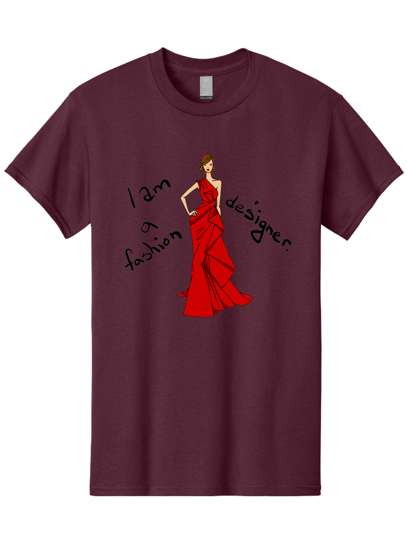 I-Am-A-Fashion-Designer Men'S Graphic Tee, 100% Cotton, Comfortable Casual Summer Wear, Machine Washable, Fashion Designer, Stylish Woman, Red Dress, Elegant Pose, Fashion Statement, Design Inspiration, Fashion Illustration, - Aaa057 3