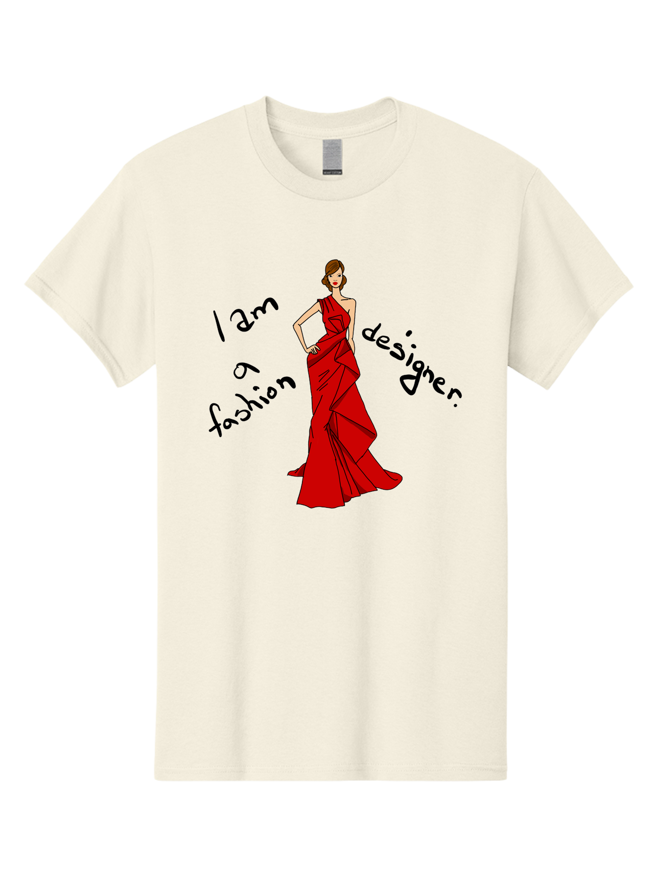 I-Am-A-Fashion-Designer Men'S Graphic Tee, 100% Cotton, Comfortable Casual Summer Wear, Machine Washable, Fashion Designer, Stylish Woman, Red Dress, Elegant Pose, Fashion Statement, Design Inspiration, Fashion Illustration, - Aaa057 11
