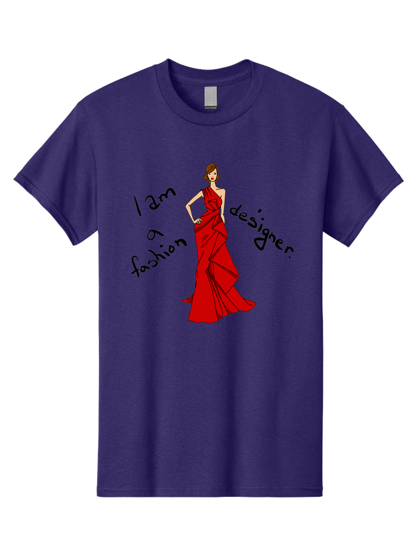 I-Am-A-Fashion-Designer Men'S Graphic Tee, 100% Cotton, Comfortable Casual Summer Wear, Machine Washable, Fashion Designer, Stylish Woman, Red Dress, Elegant Pose, Fashion Statement, Design Inspiration, Fashion Illustration, - Aaa057 15
