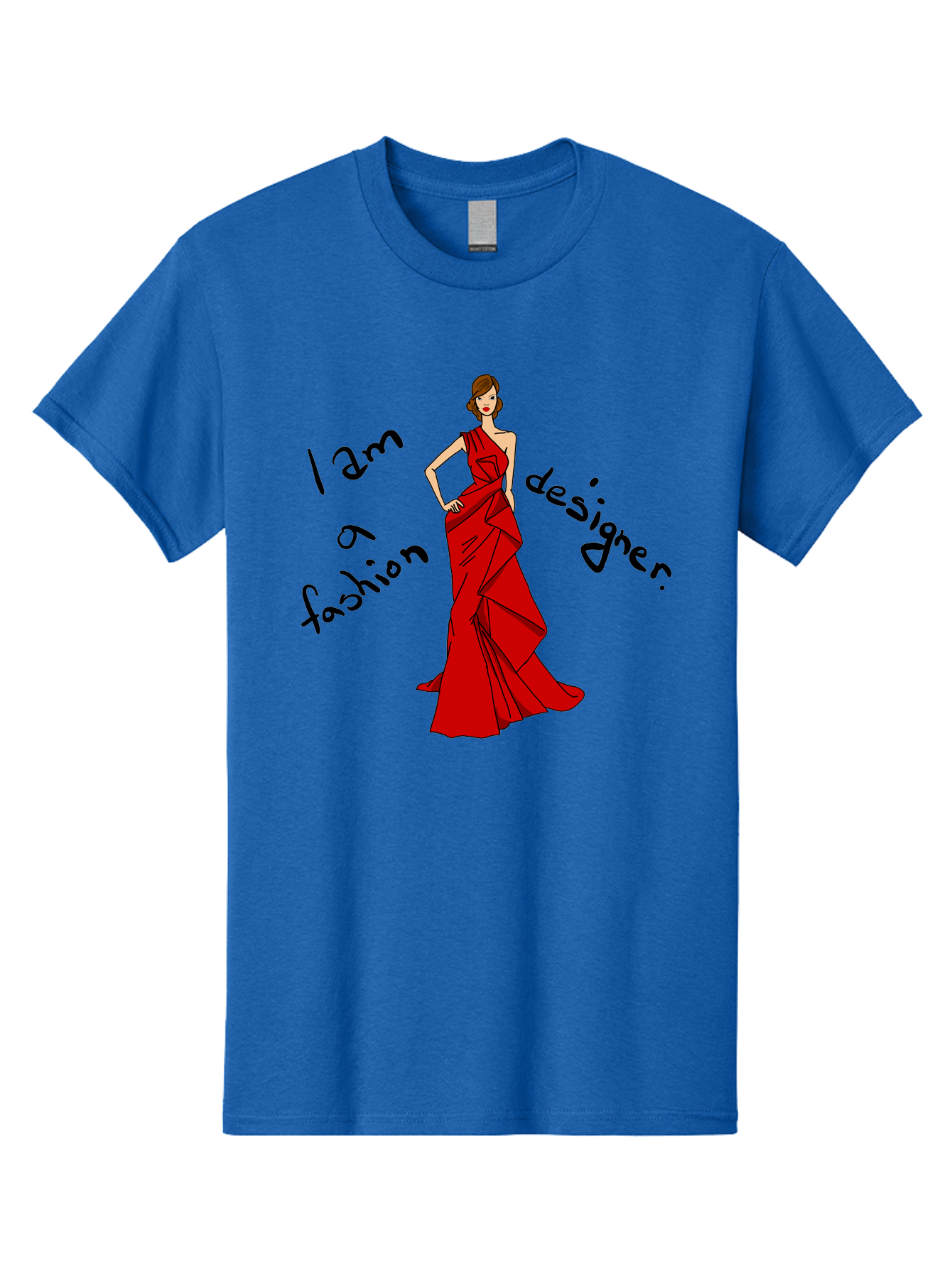 I-Am-A-Fashion-Designer Men'S Graphic Tee, 100% Cotton, Comfortable Casual Summer Wear, Machine Washable, Fashion Designer, Stylish Woman, Red Dress, Elegant Pose, Fashion Statement, Design Inspiration, Fashion Illustration, - Aaa057 7